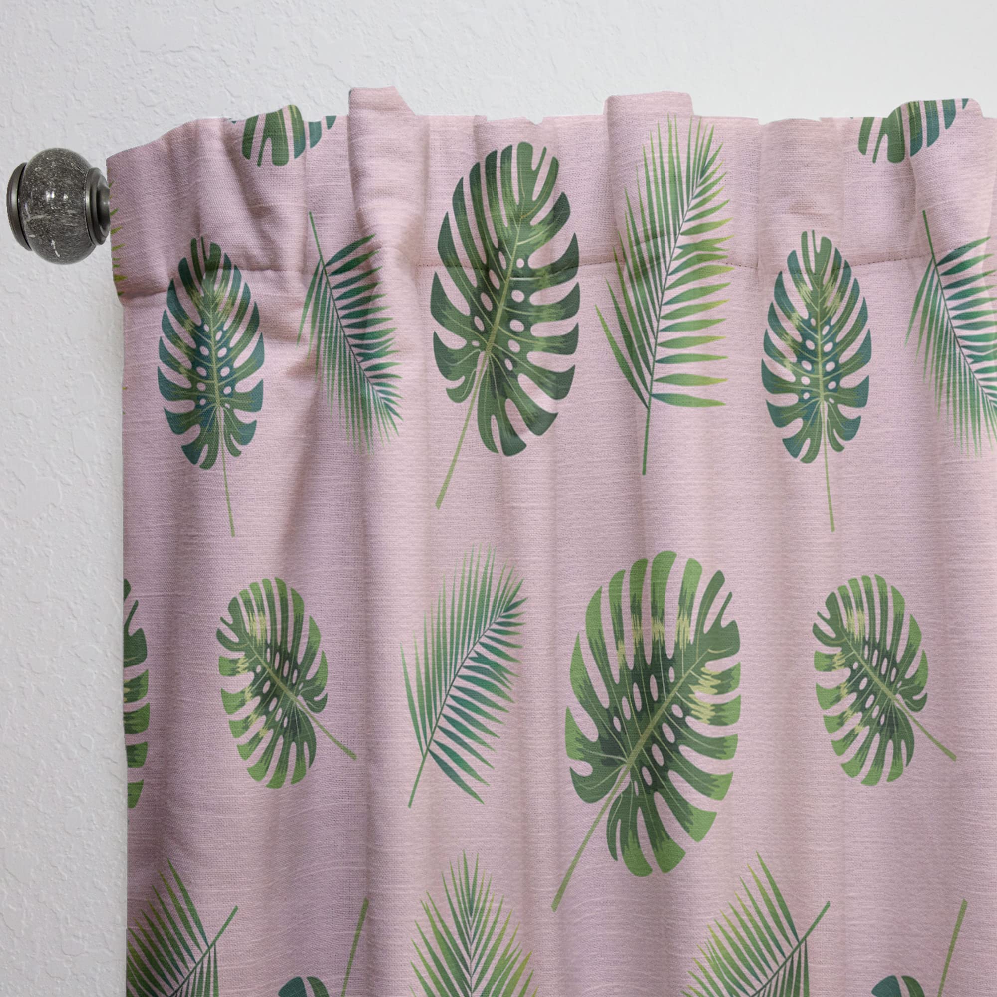 DesignQ Thermal Insulated Blackout Curtains - Tropical Palm Leaves Pattern, 52x108 Inches, Single Panel for Bedroom & Living Room - Perfect for Privacy, Sun Protection & Home Decor