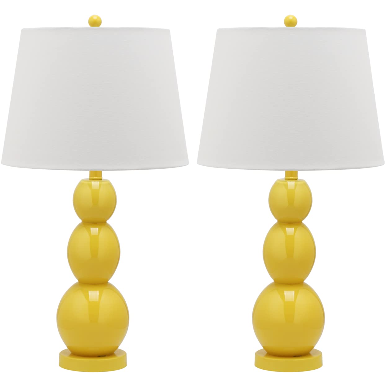 SAFAVIEH Jayne Modern 3-Sphere Glass Table Lamp Set of 2 - 28 Inch Contemporary Yellow LED Bedside Lighting for Bedroom, Living Room, Home Office & Nightstand (Bulbs Included) | Perfect for Reading, Decor & Ambient Lighting
