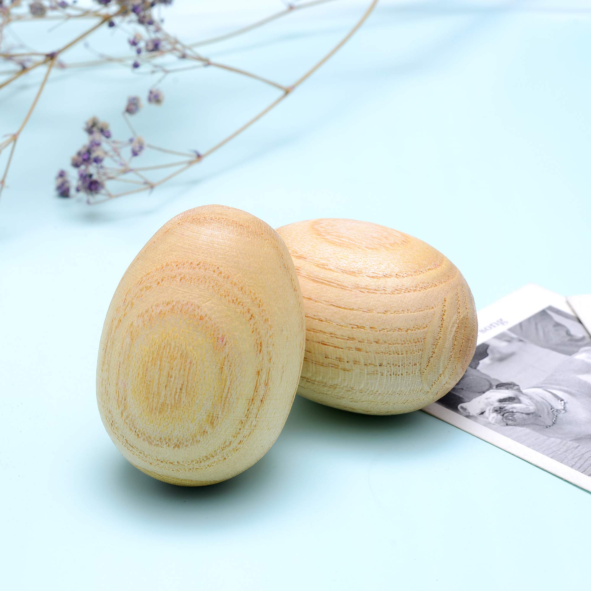 4 Pcs Natural Wood Egg Shakers - Hand Percussion Musical Instruments for Kids & Adults - Perfect for Classroom, Music Therapy, and Rhythm Training