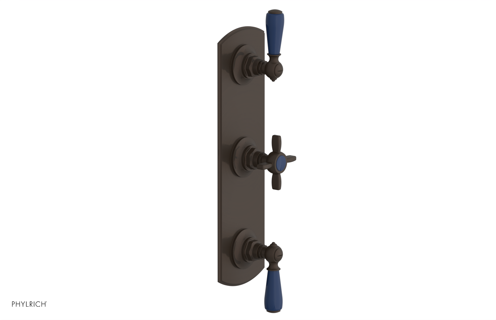 Jamestown Thermostatic Shower Valve with Dual Volume Control - Navy Blue Accents (Model 4-740) for Modern Bathroom & Spa Experience