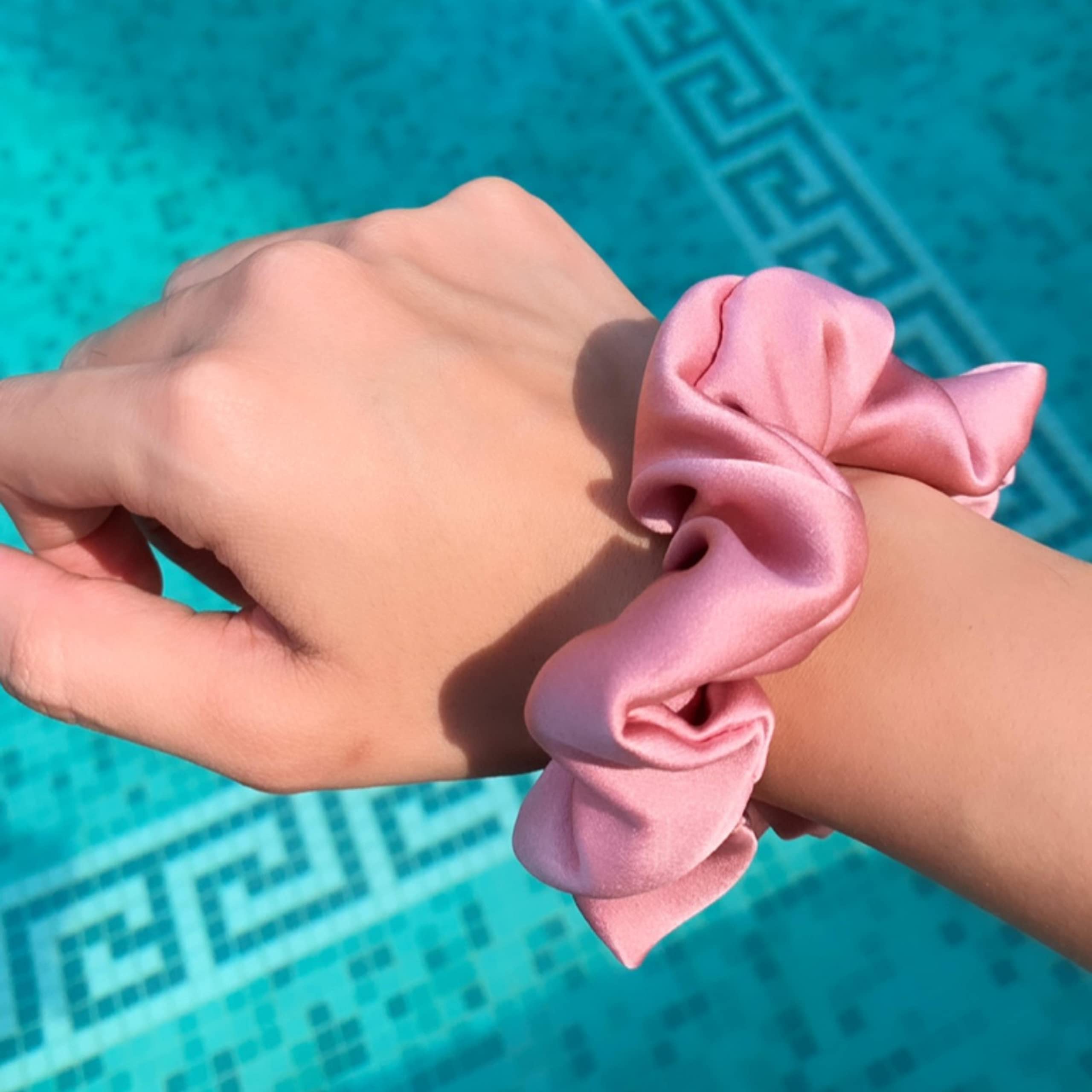 Ahé Naturals Pure Mulberry Silk Scrunchies - 3 Pack Hair Ties for Women (Jet Black, Pink, Toffee) | Prevents Hair Breakage & Frizz | Luxury Hair Accessories Gift Set | Perfect for Work, Travel & Everyday Use