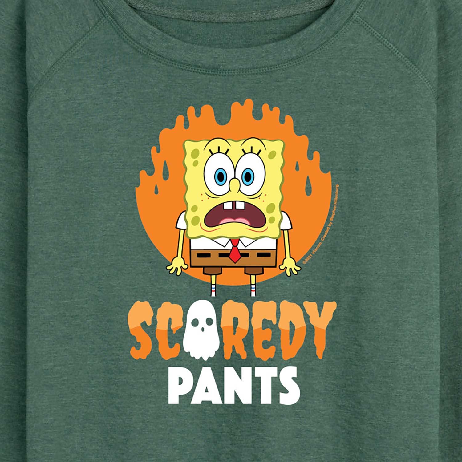 HYBRID APPAREL Women's SpongeBob SquarePants Scaredy Pants Lightweight French Terry Pullover Hoodie - Casual Loungewear, Cartoon Character Sweatshirt for Fans