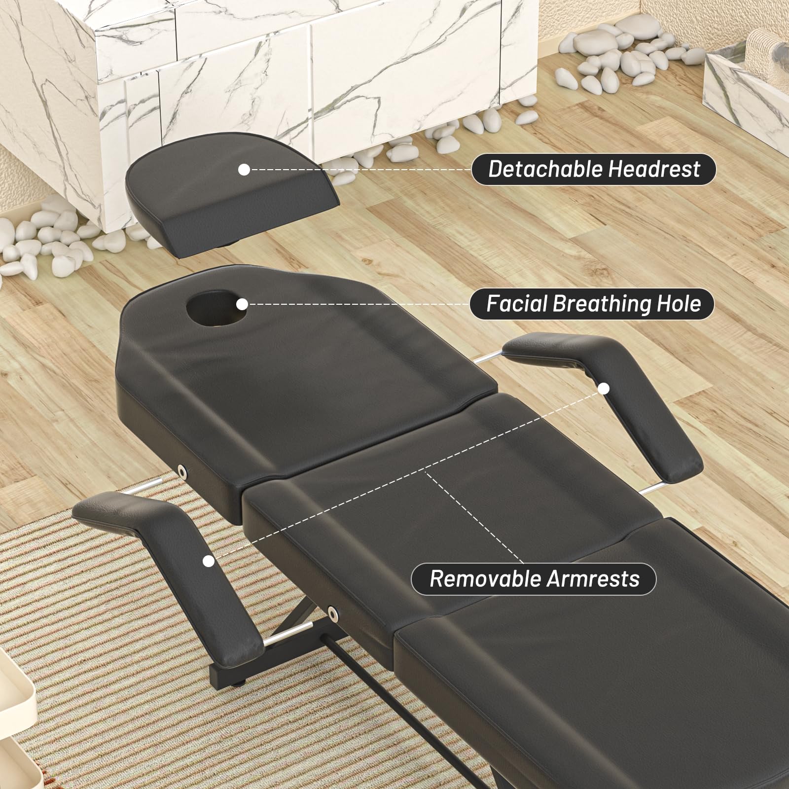 Professional Adjustable Tattoo Chair & Massage Table Set - Black Tattoo Bed with Stool for Tattoo Artists, Estheticians & Lash Technicians | Perfect for Tattoo Parlors, Beauty Salons & Spa Treatments