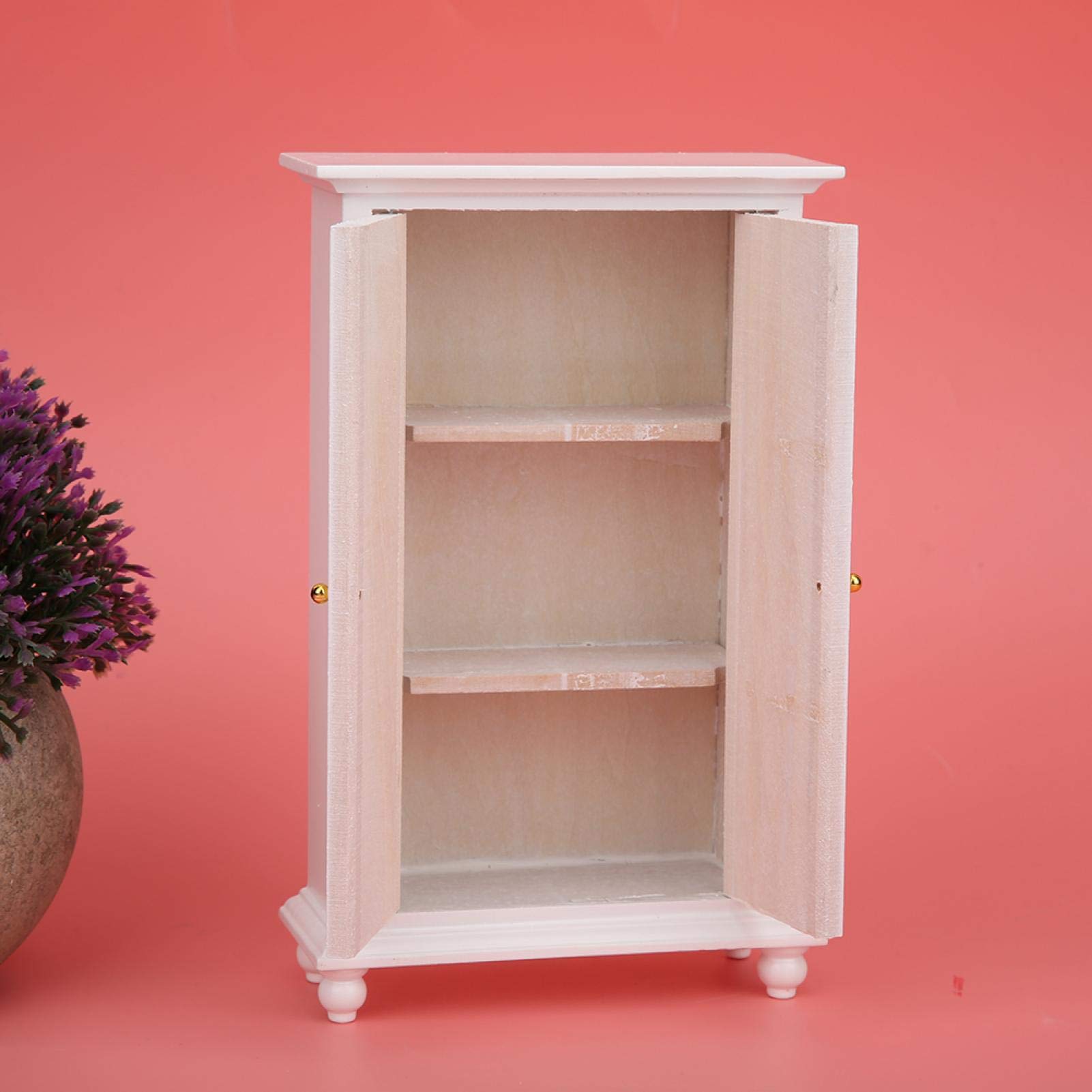 Miniature White Wooden Wardrobe for Dollhouse - Tiny Doll Closet with Hanging Rod, Mini Furniture Accessories for 1:12 Scale Dollhouses, DIY Crafts & Collectibles - Perfect for Dollhouse Decor, Miniature Displays & Creative Play