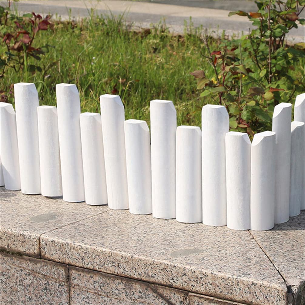 White 120x50cm Flexible Plug-in Wood Picket Garden Fence - Animal Barrier, Border Edging for Outdoor Beds, Paths & Home Gardens - Easy DIY Installation & Durable Design