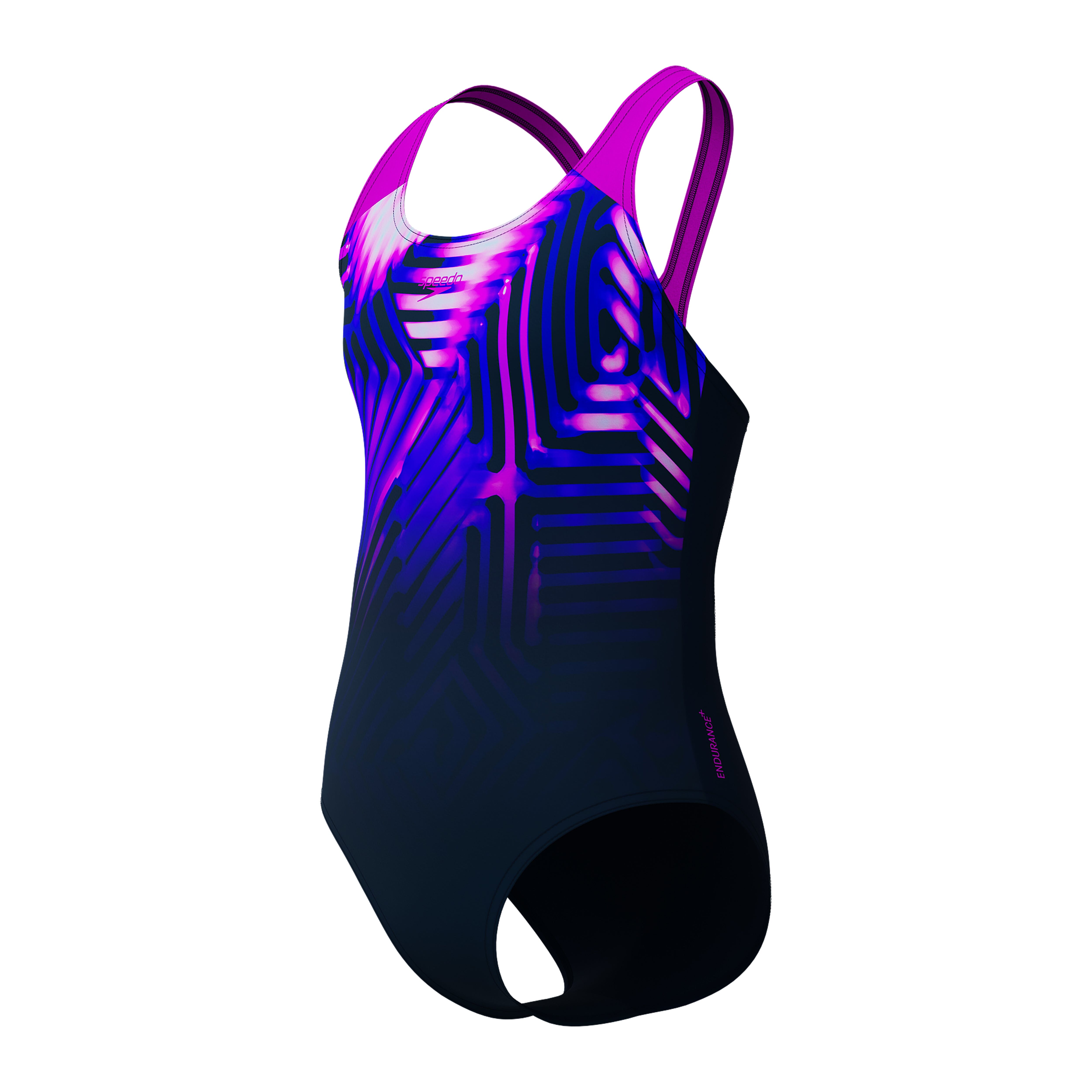 Girls' Digital Print Splashback Swimsuit - Navy & Pink Two-Tone Swimwear for Kids | Perfect for Beach, Pool & Summer Water Activities