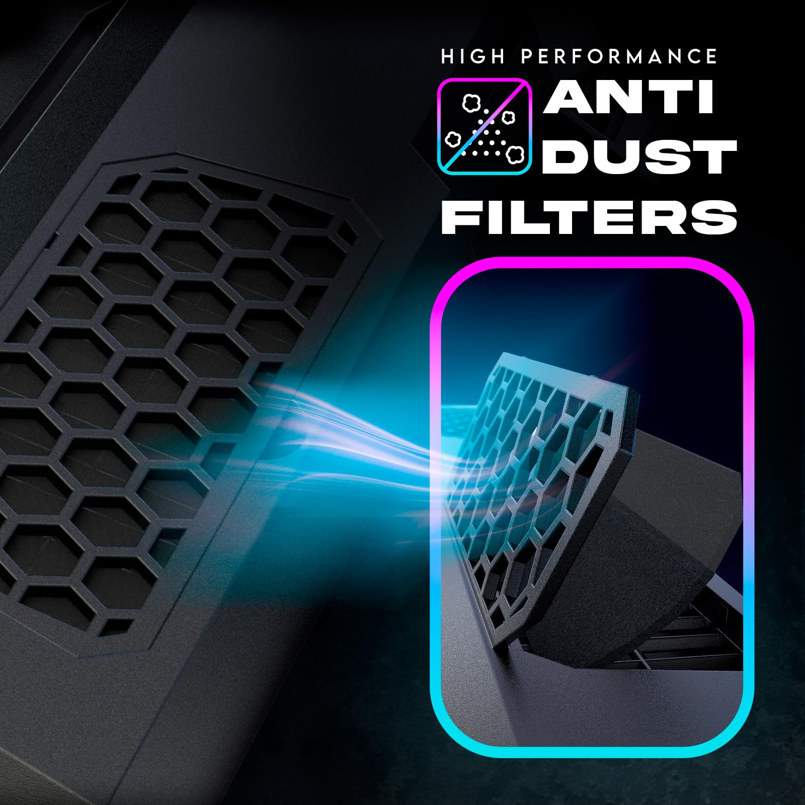 KLIM Mistral Laptop Cooling Pad with Powerful 4500 RPM Turbo Fan - Premium Laptop Cooler for 15-17 Inch Gaming Laptops - Anti-Overheating Protection with Rubber Ring Seal - Ideal for Gaming, Work & Home Office Use