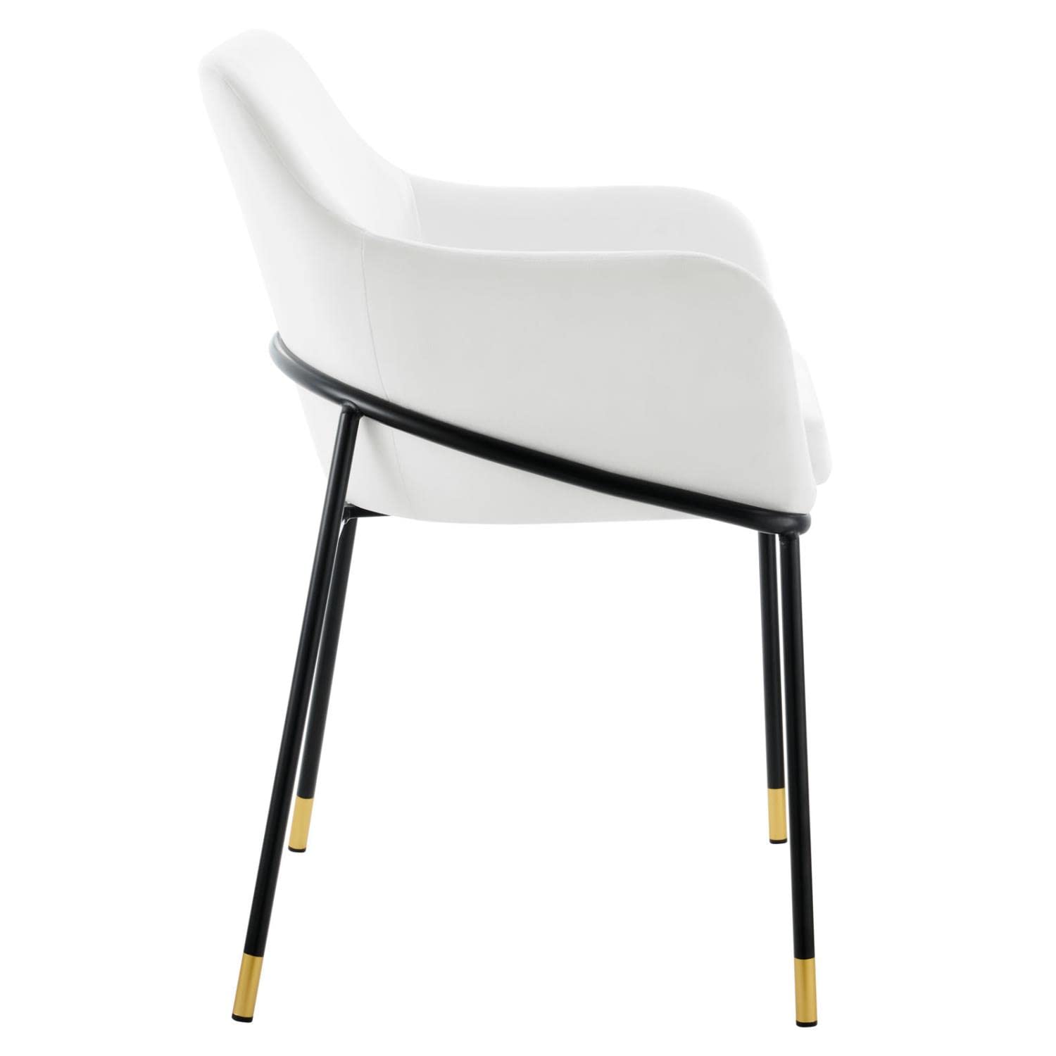 Modway Jovi Performance Velvet Dining Armchairs - Set of 2, Black & White Upholstered Chairs for Modern Dining Room & Kitchen Decor