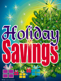 Custom Plastic Window Sign - Holiday Savings & Promotions - Perfect for Retail Stores, Restaurants, and Seasonal Decorations