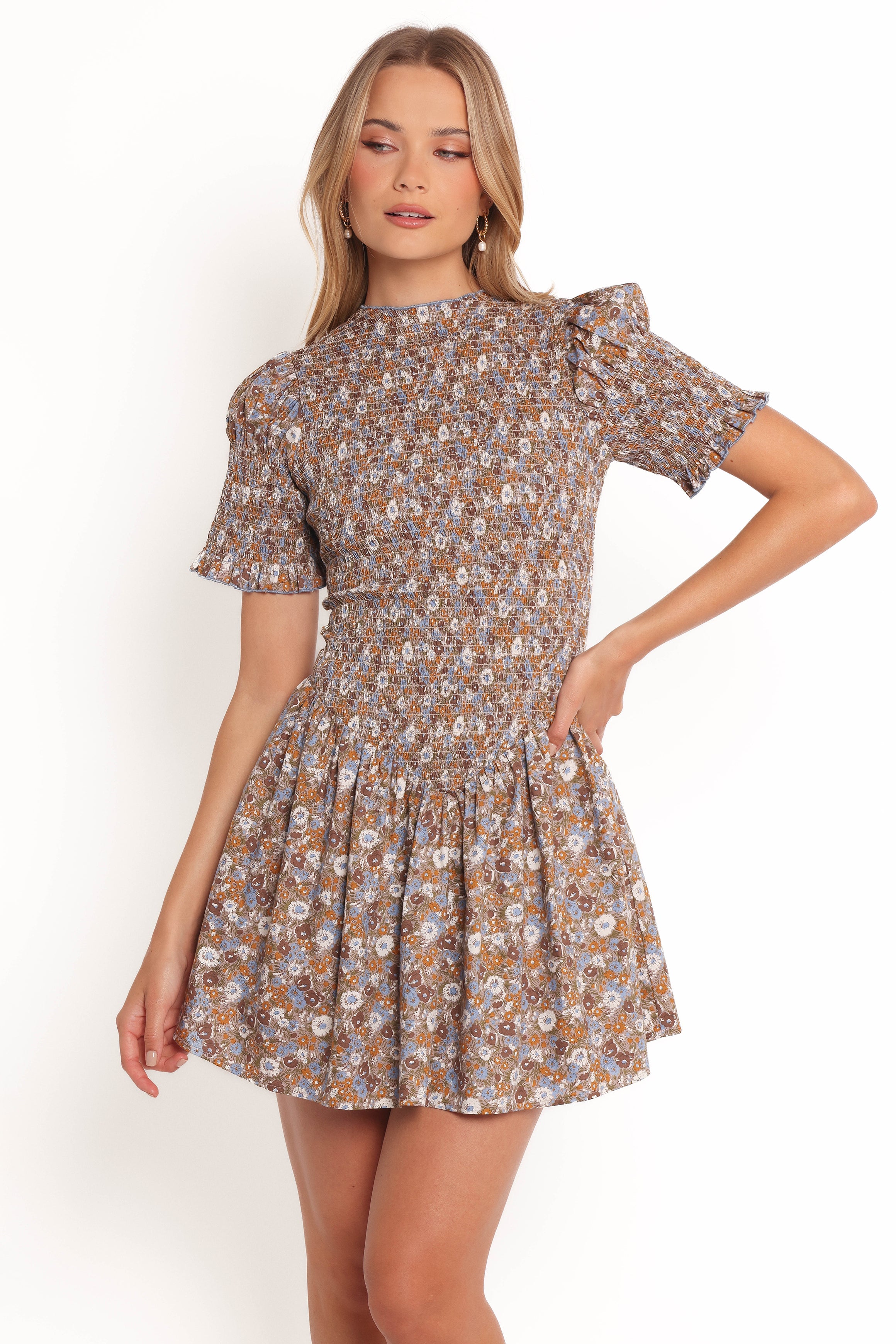 Celine Mini Floral Dress - Women's Summer Short Sleeve Party Cocktail Dress for Wedding, Date Night & Special Occasions