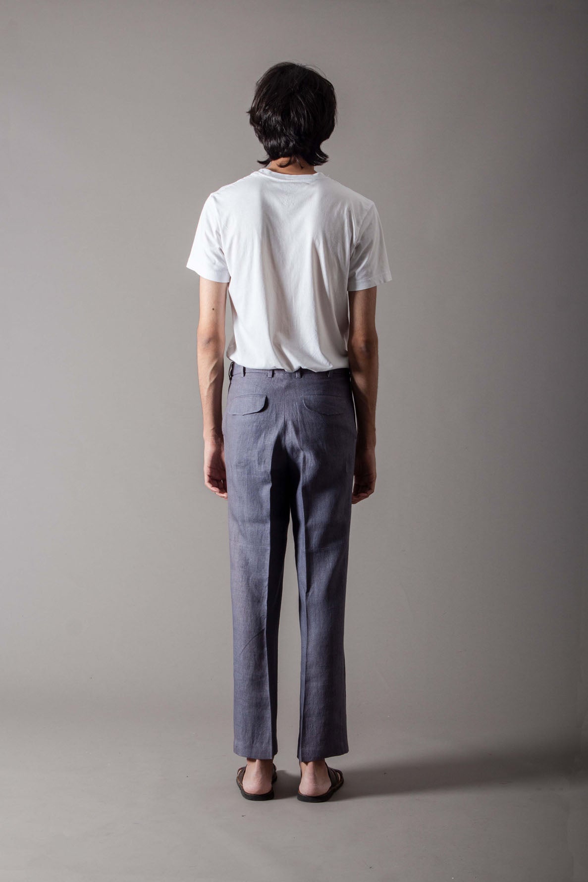 Premium Permanent Crease Linen Trousers in Faded Navy - Comfortable & Stylish for Office, Travel & Casual Wear