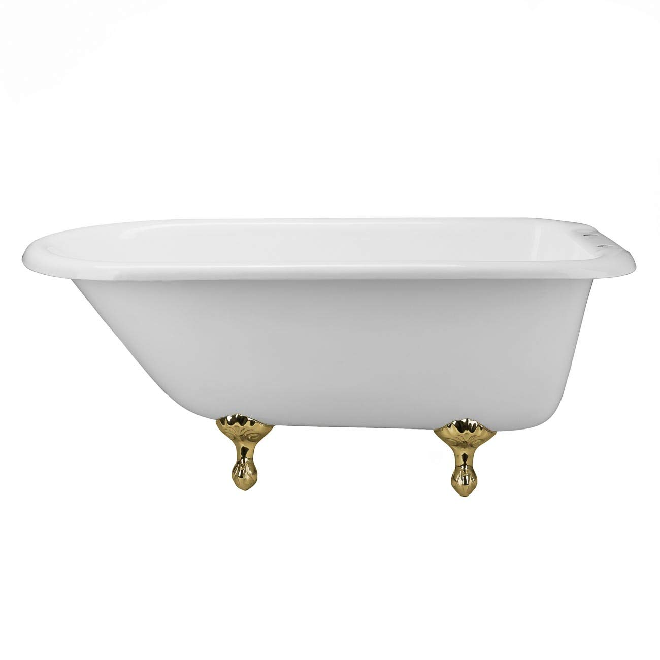 Vintage Tub & Bath Heritage 57 Inch Cast Iron Classic Clawfoot Bathtub with Rim Faucet Drillings - Freestanding Soaking Tub for Luxury Bathroom & Spa Relaxation