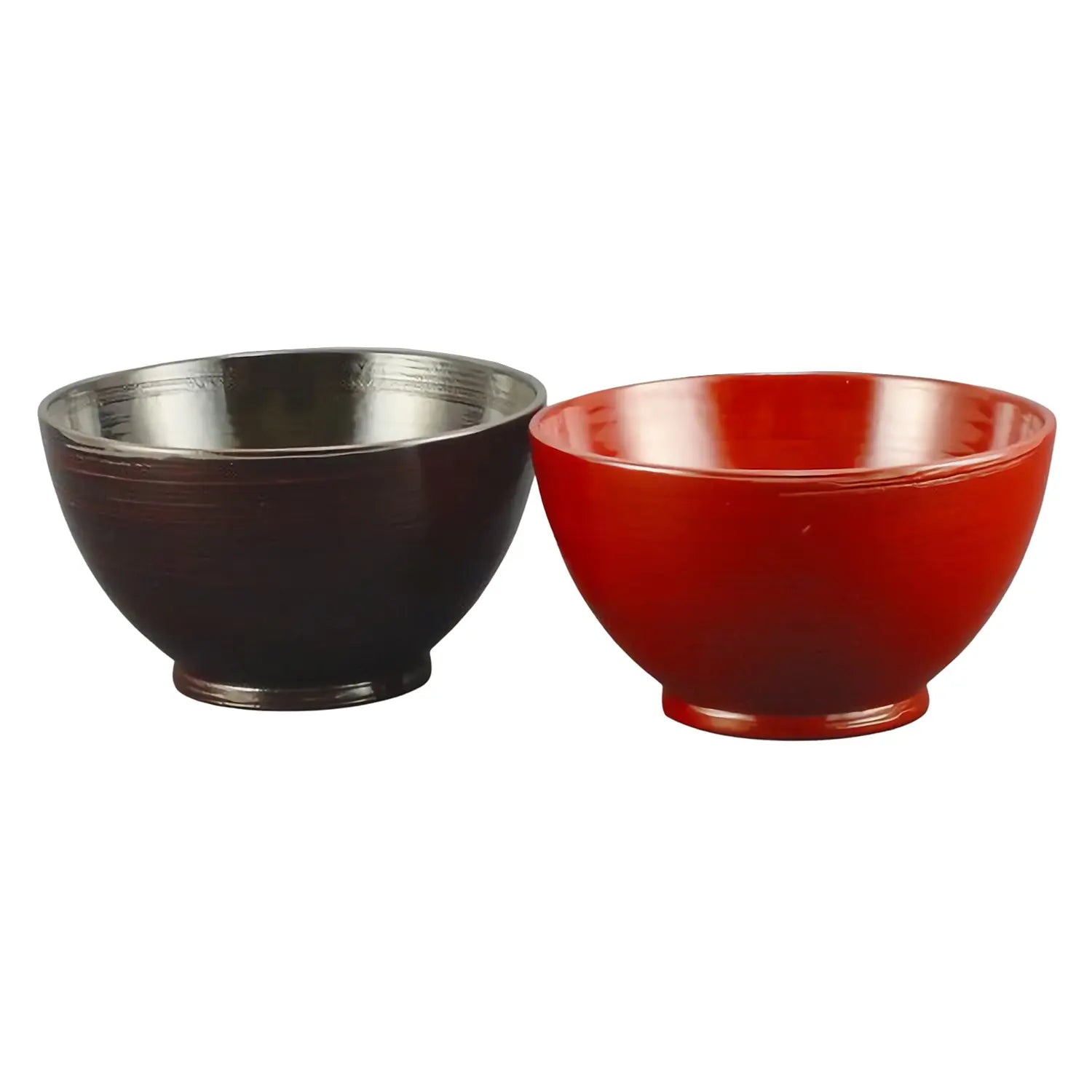 Echizen Shikki Wooden Couple Bowls Set - Handcrafted Small Bowls with Hakeme Brush Marks - Perfect for Romantic Dinners, Sushi, or Home Decor