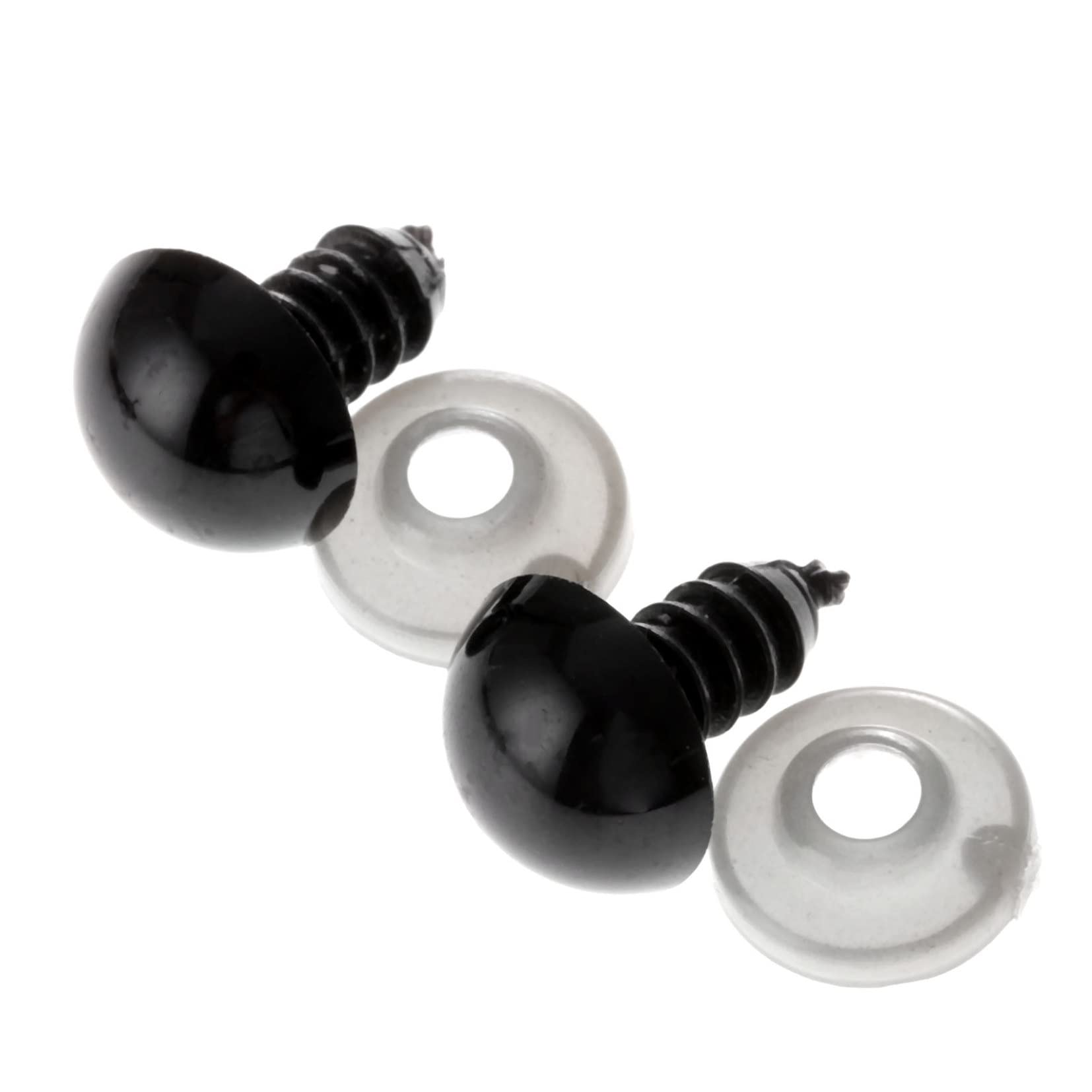 20pcs 6-20mm Black Plastic Safety Eyes with Washers for Stuffed Animals, Plush Toys, DIY Crafts - Perfect for Teddy Bears, Puppets, Dolls & Handmade Creations