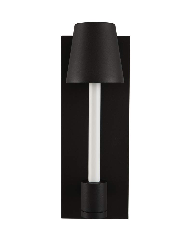 Kalco 405322MBW Outdoor Wall Sconce - 1-Light LED Fixture (14W) in Matte Black with White Accent - Perfect for Patio, Porch & Garden Lighting