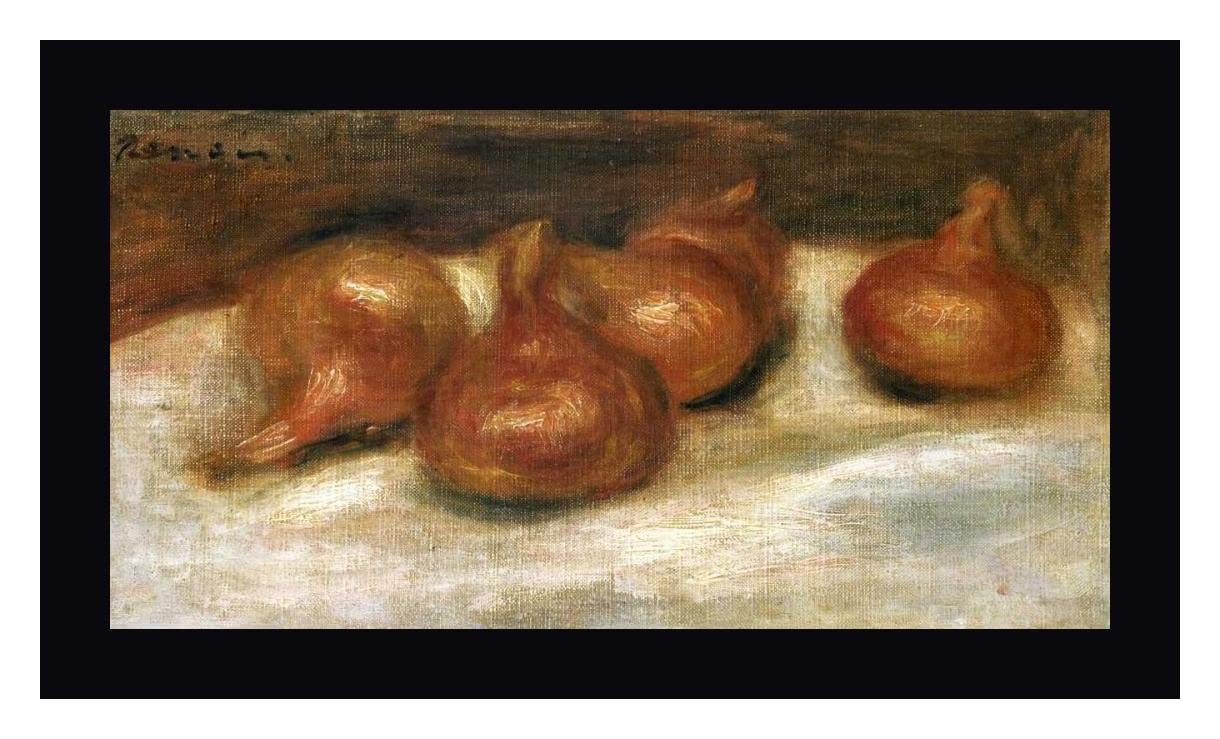 Still Life With Onions by Pierre-Auguste Renoir - 12x20 Inch Framed Canvas Art Print with Black Wood Frame - Ready to Hang Wall Decor for Living Room, Bedroom & Office