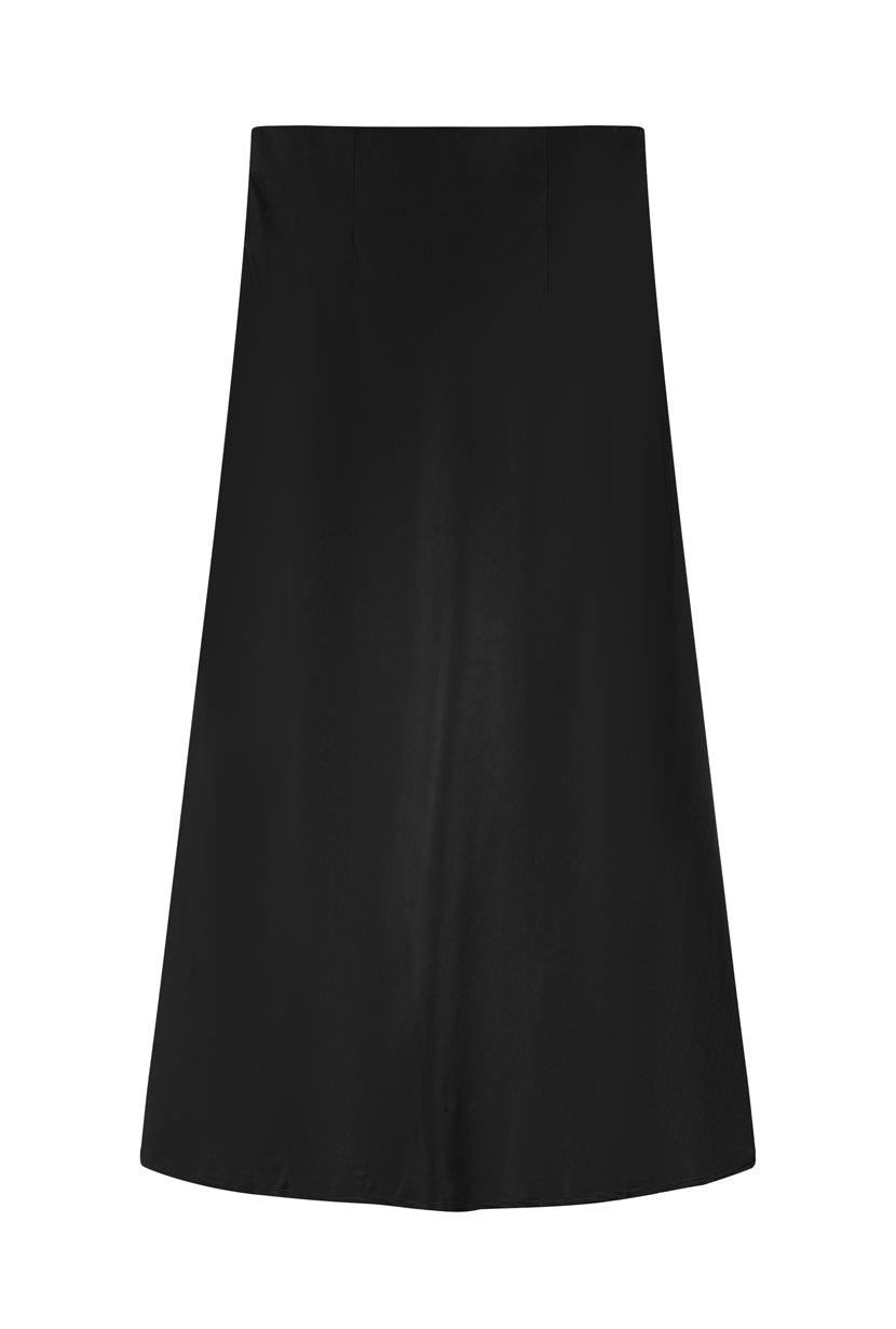 Nadine Women's Satin Midi Skirt - Elegant Black Slip Skirt for Party, Dinner & Special Occasions