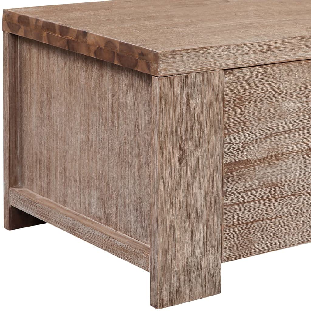 Rustic TV Stand 55 Inch, Solid Acacia Wood Entertainment Center with 2 Cable Outlets & Storage Doors – Perfect for Living Room, Bedroom, or Home Theater Setup