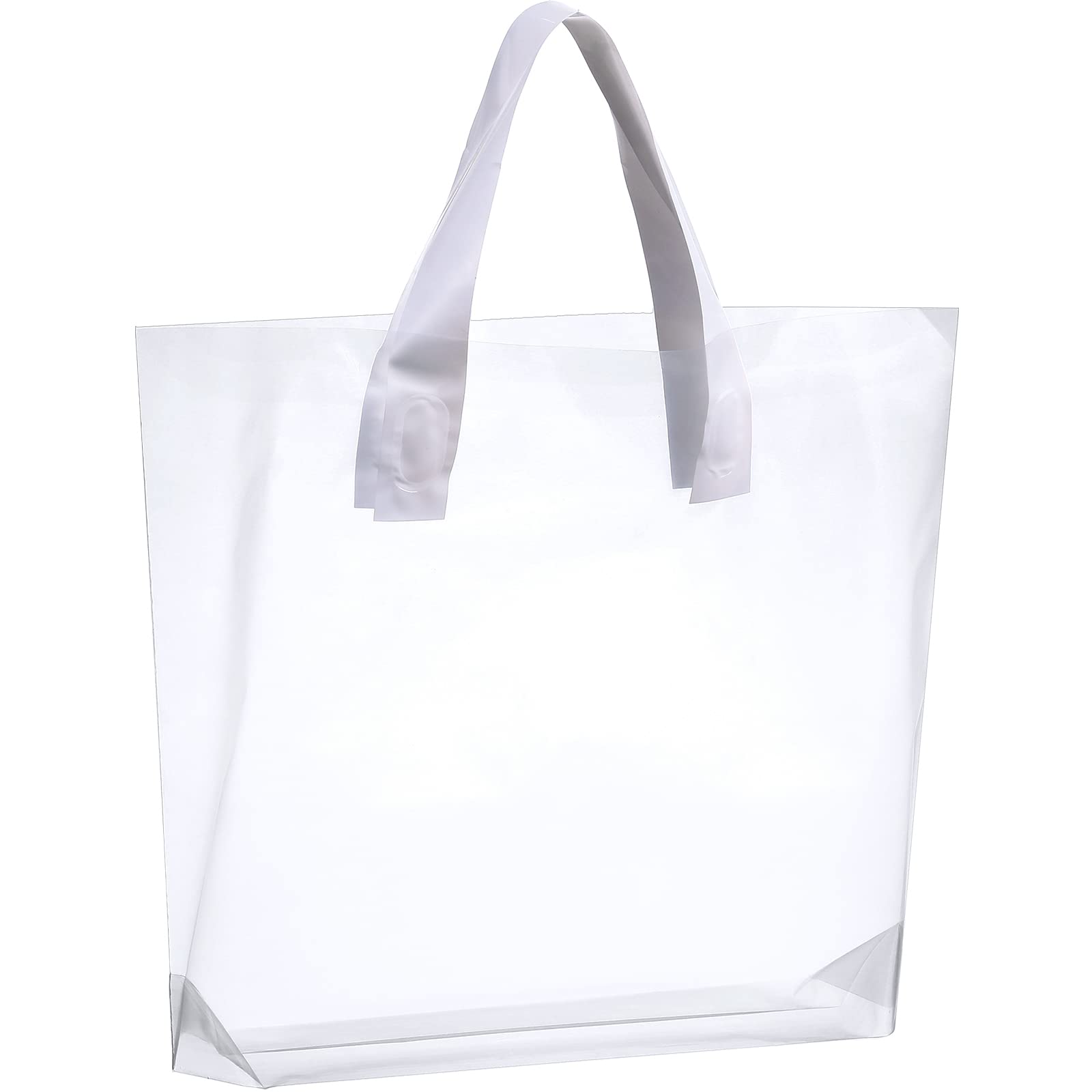 100 Pack 10x12 Inch Clear Plastic Gift Bags with Soft Loop Handles - Bulk Goodie Bags, Shopping Totes & Retail Packaging for Parties, Weddings, Favors & Agricultural Use