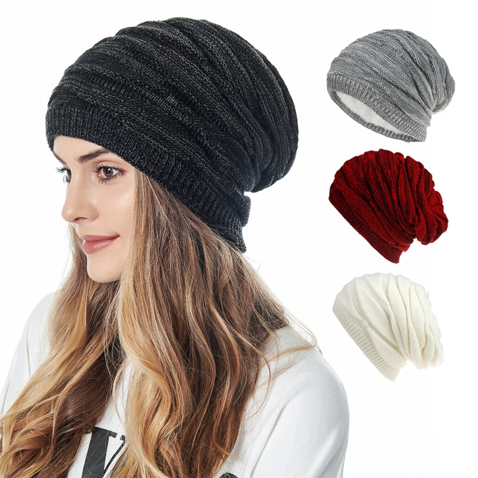 Women's Winter Beanie Hats - Warm Chunky Cable Knit Soft Wool Hats for Cold Weather - Cozy Outdoor Activities & Snow Sports Accessories