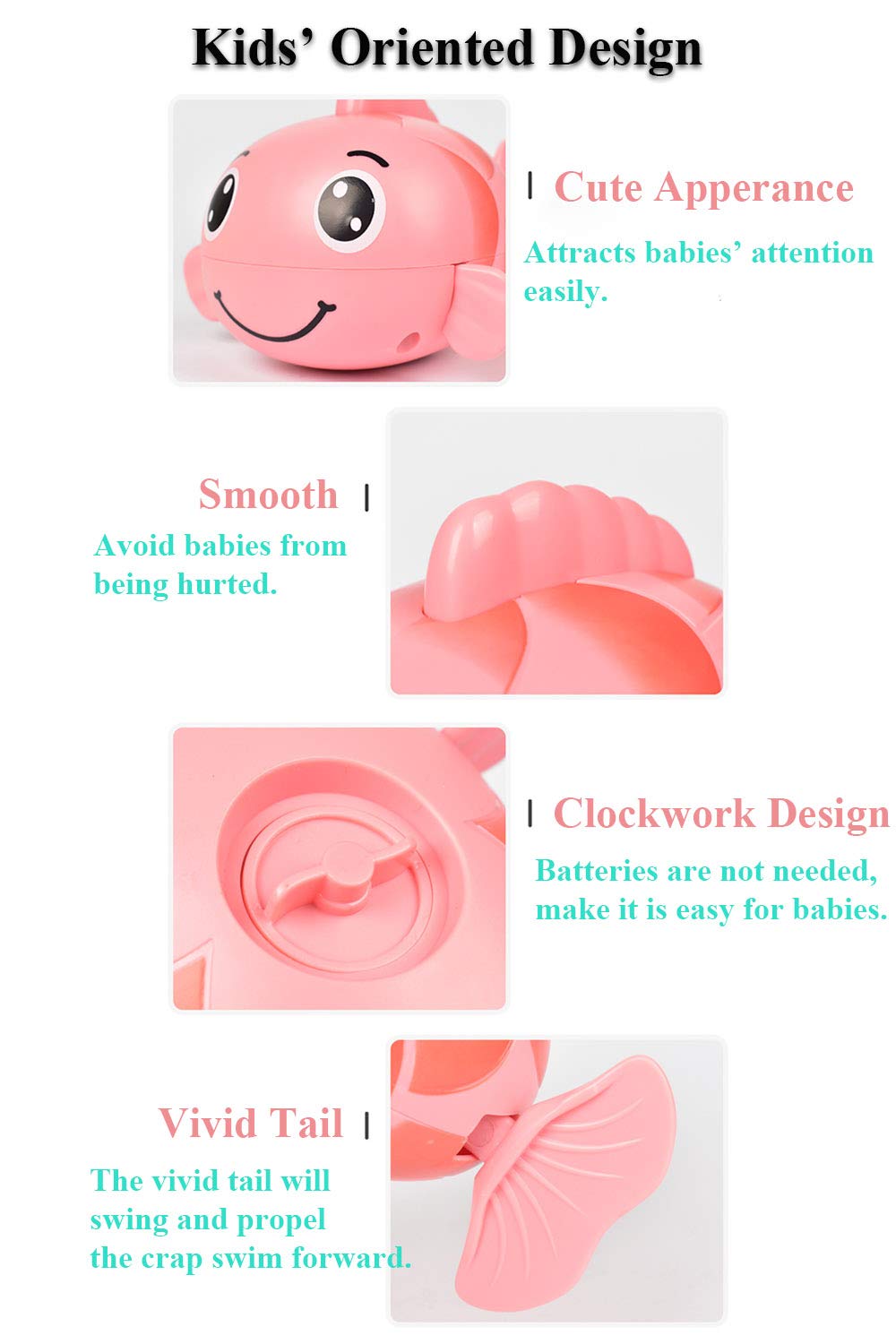 Wind-Up Carp Bath Toy for Kids - Floating Swimming Fish Toy for Toddlers in Yellow & Pink - Fun Bathtime & Pool Play for Babies & Children