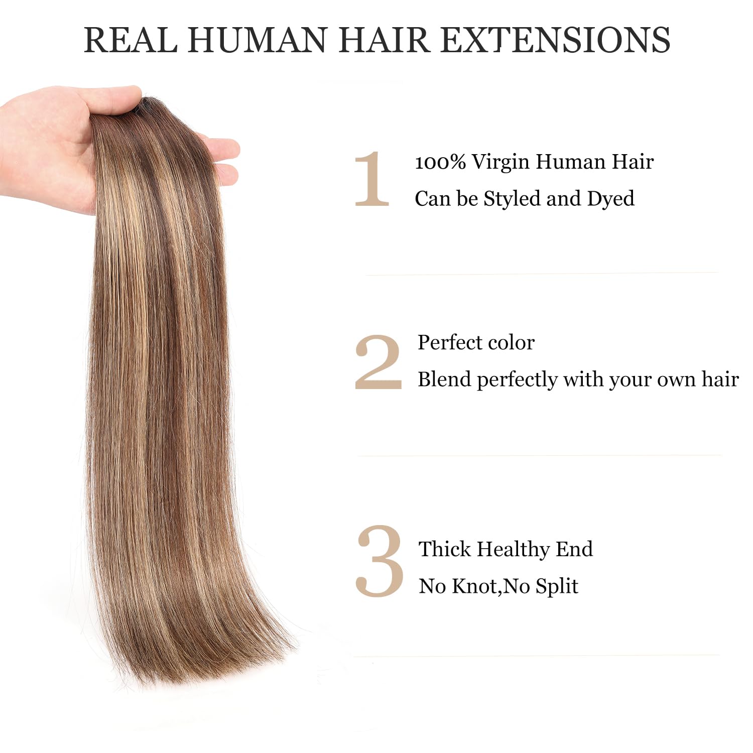 Clip-In Human Hair Extensions 16 Inch 8pcs 120g - Chocolate Brown to Caramel Blonde Ombre (#4/27 T4) with 20 Clips | Real Remy Hair for Volume & Length | Perfect for Parties, Weddings & Daily Styling