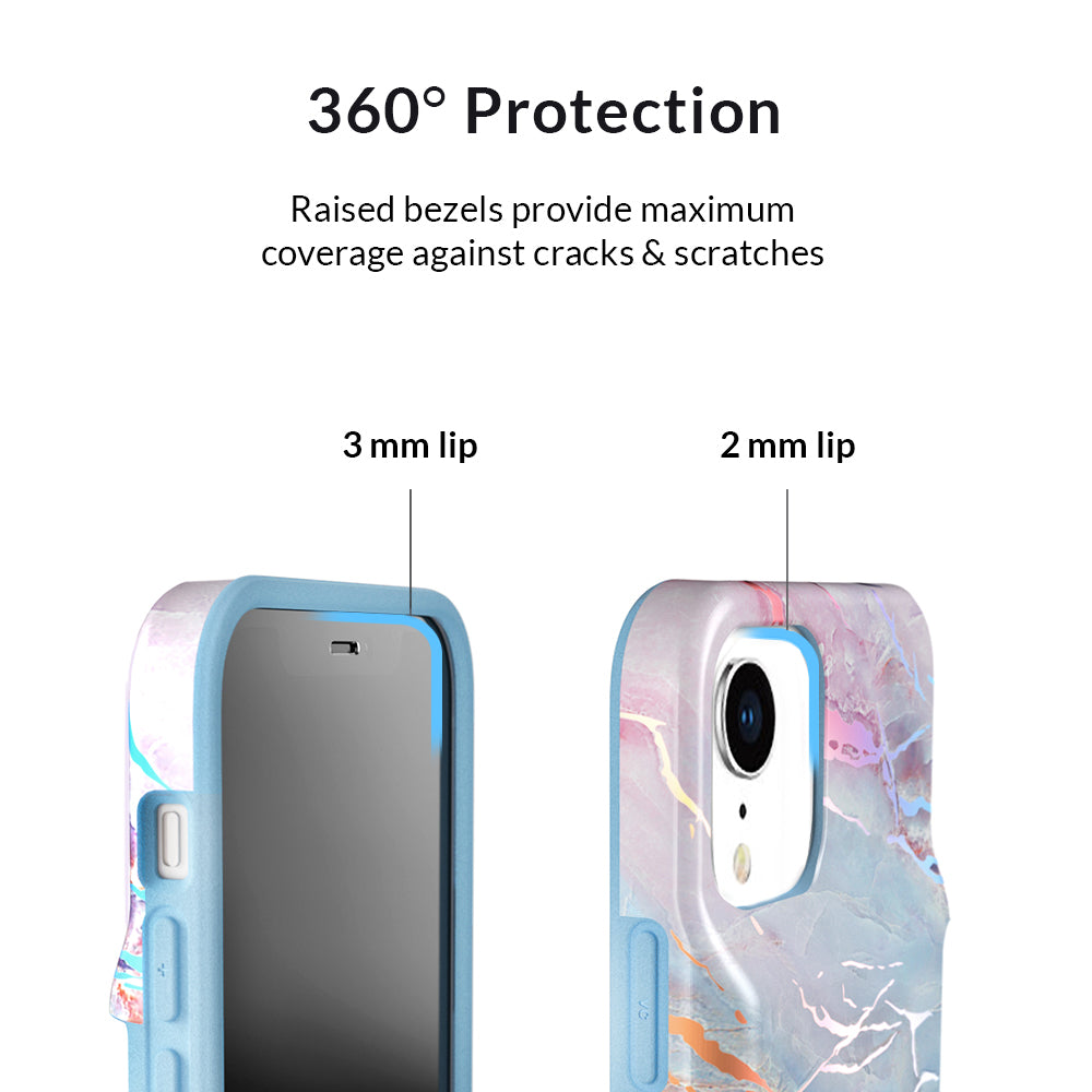 Holo Moonstone iPhone Wallet Case - Slim Protective Phone Cover with Card Holder for iPhone 13/14/15 - Perfect for Travel, Shopping & Everyday Use