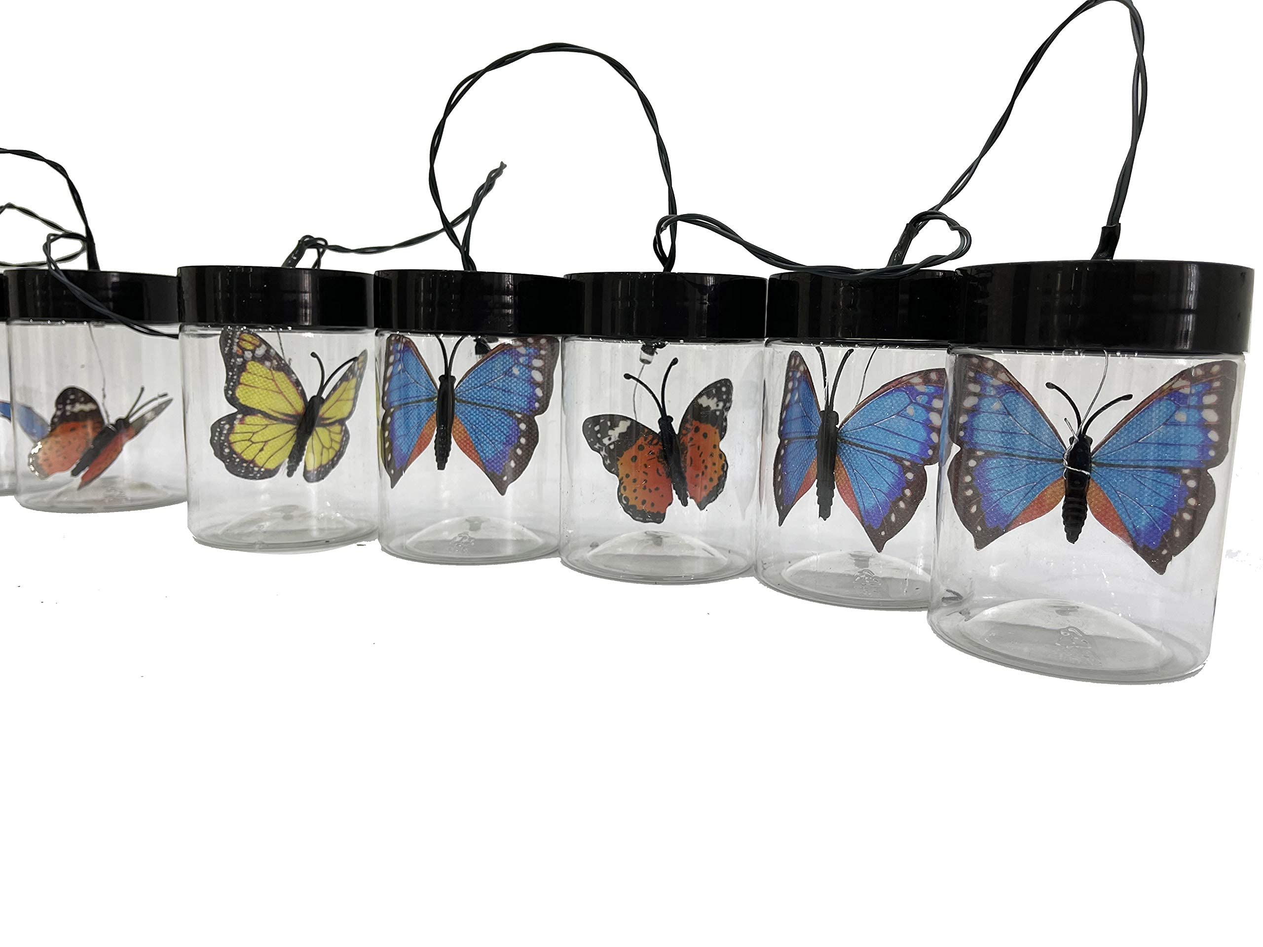 Solar Powered Butterfly Jar String Lights - 20 LED Fairy Lights for Outdoor Garden, Patio, Wedding, Party Decor - Waterproof & Weatherproof for Year-Round Use