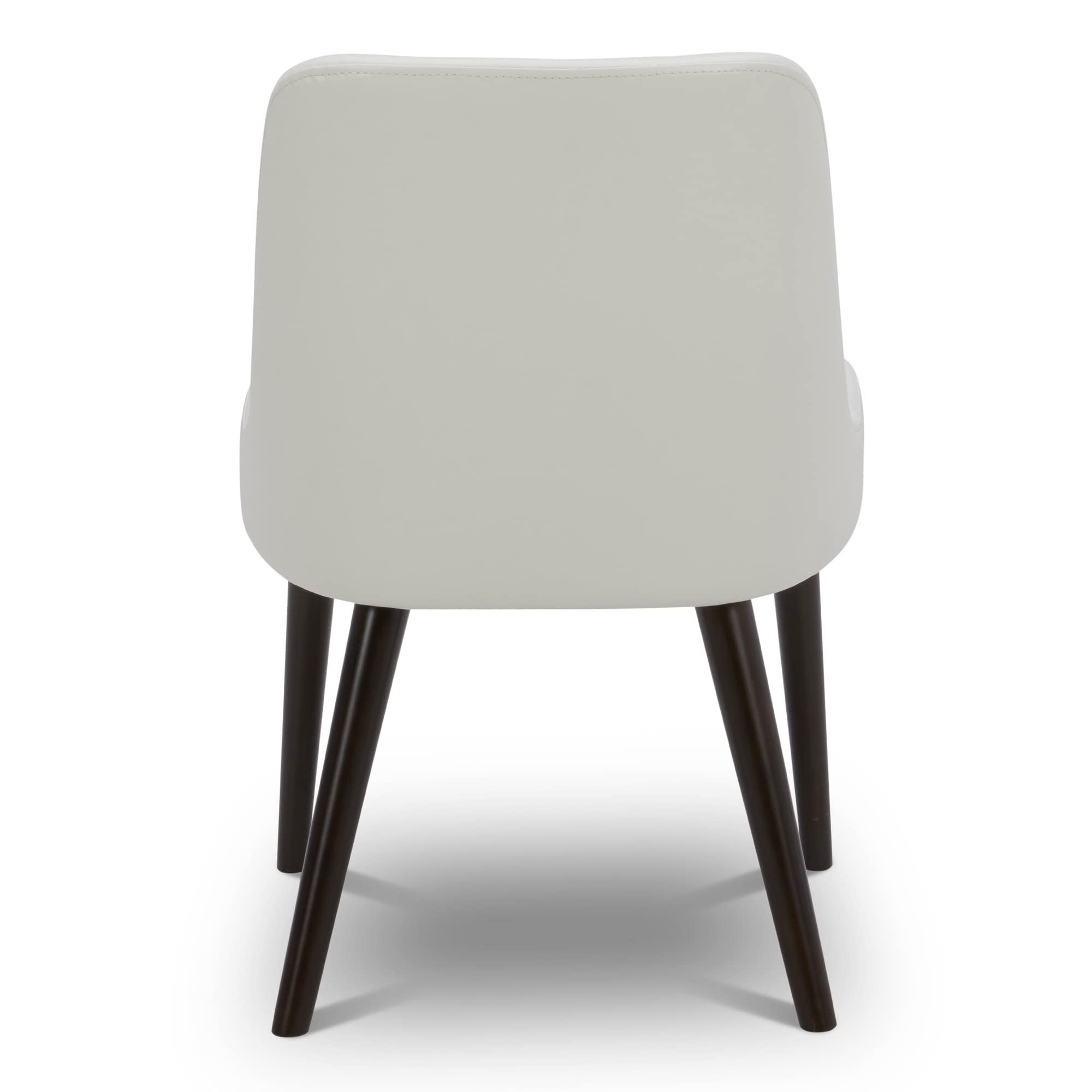Mid-Century Modern Dining Chairs Set of 2 - Upholstered Fabric Accent Chairs in Off White PU Leather - Perfect for Dining Room, Kitchen, or Home Office Decor