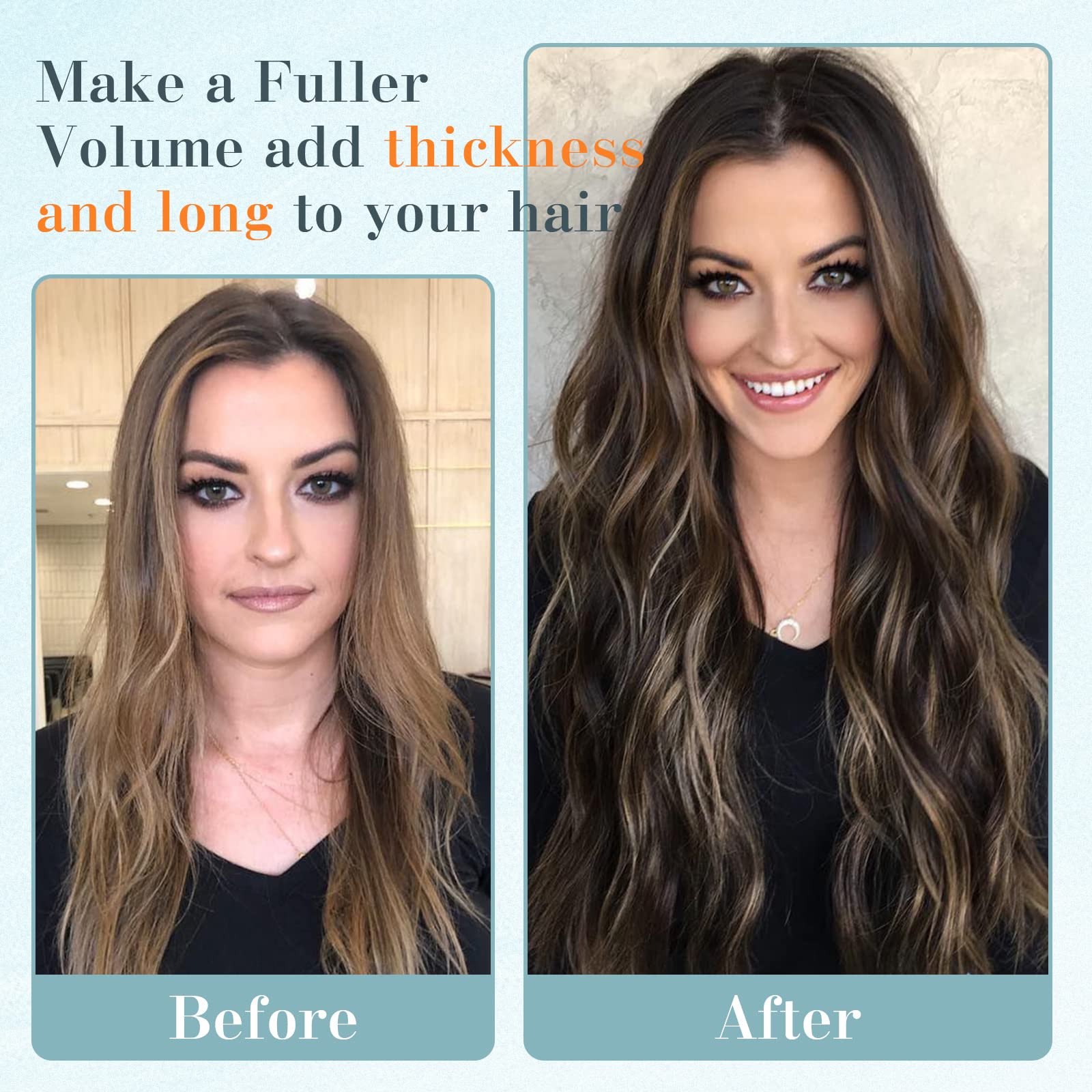 Benehair 100% Remy Human Hair Extensions Clip-in 8Pcs Set - 10 Inches 50g Chocolate Brown Mixed Light Brown #4P27 - Natural Hair Extensions with 18 Clips for Volume & Length - Perfect for Daily Styling, Parties & Special Occasions