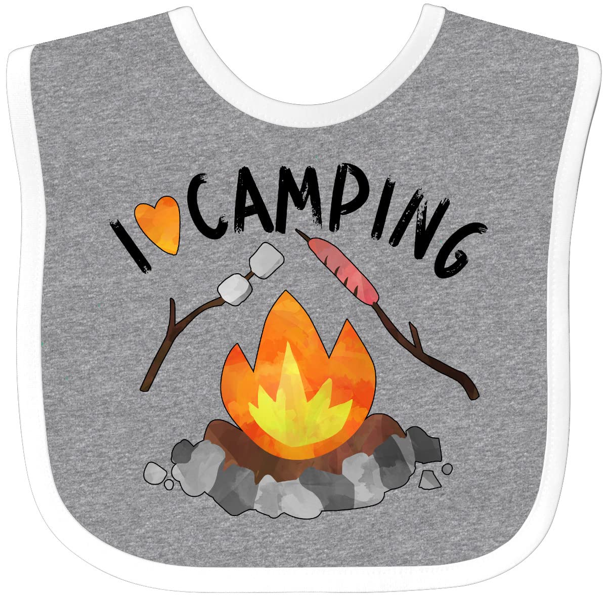 Inktastic I Love Camping Baby Bib - Cute Campfire, Hot Dog & Marshmallows Design for Infants - Perfect for Outdoor Adventures, Picnics & Family Camping Trips