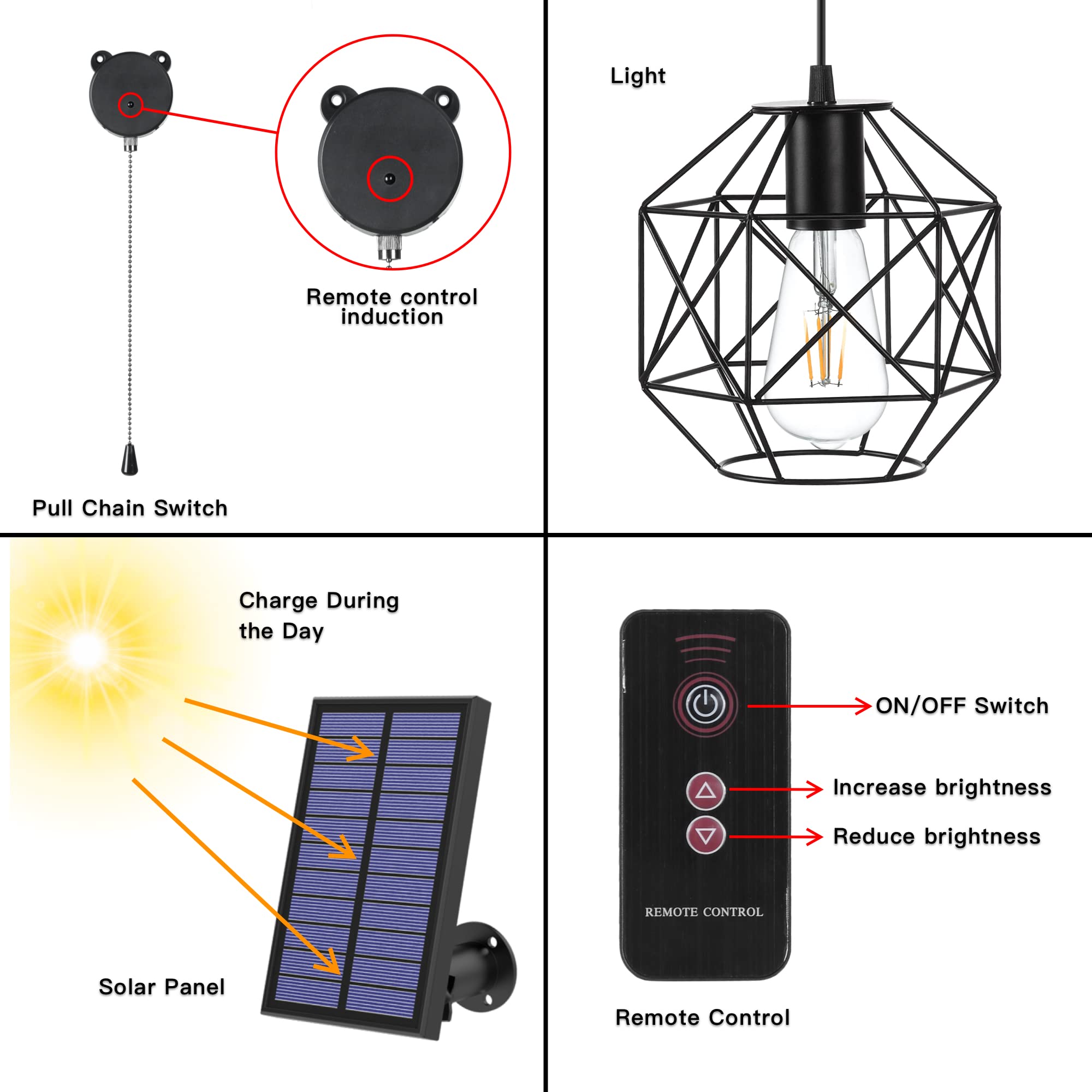 Solar Hanging Lights Waterproof for Outdoor & Indoor - Home, Shed, Garage