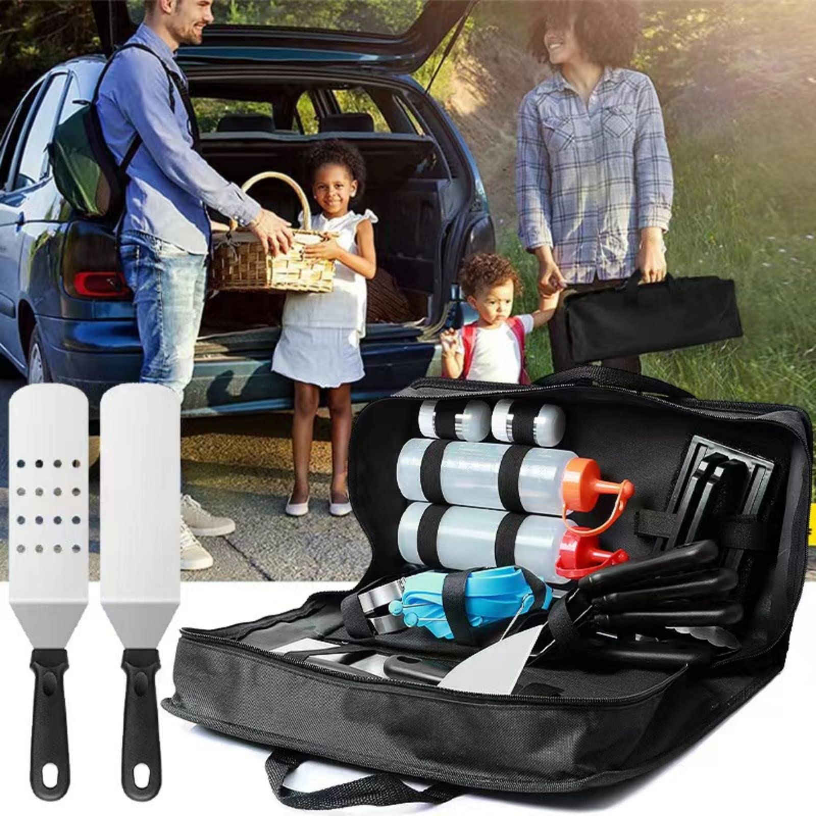 30PCS Stainless Steel Griddle Accessories Kit - Flat Top Grill Tools Set with BBQ Spatula & Carry Bag for Outdoor Cooking, Camping & Backyard Barbecues | Perfect for Grilling, Tailgating & Picnics