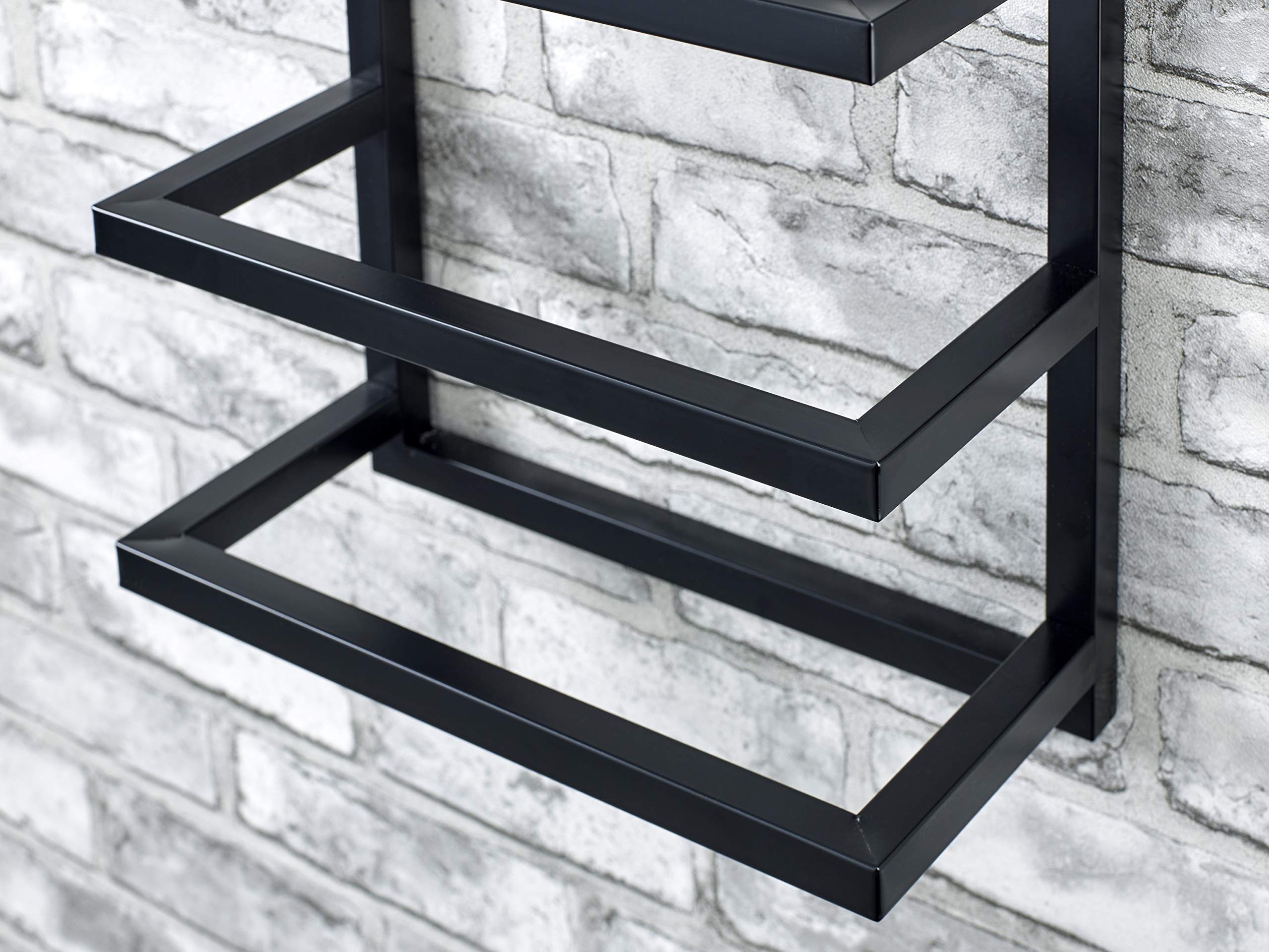 Premium Black Wall-Mounted Towel Holder - 31cm Width, 15cm Depth, 57cm Height - Bathroom & Kitchen Organization for Modern Homes