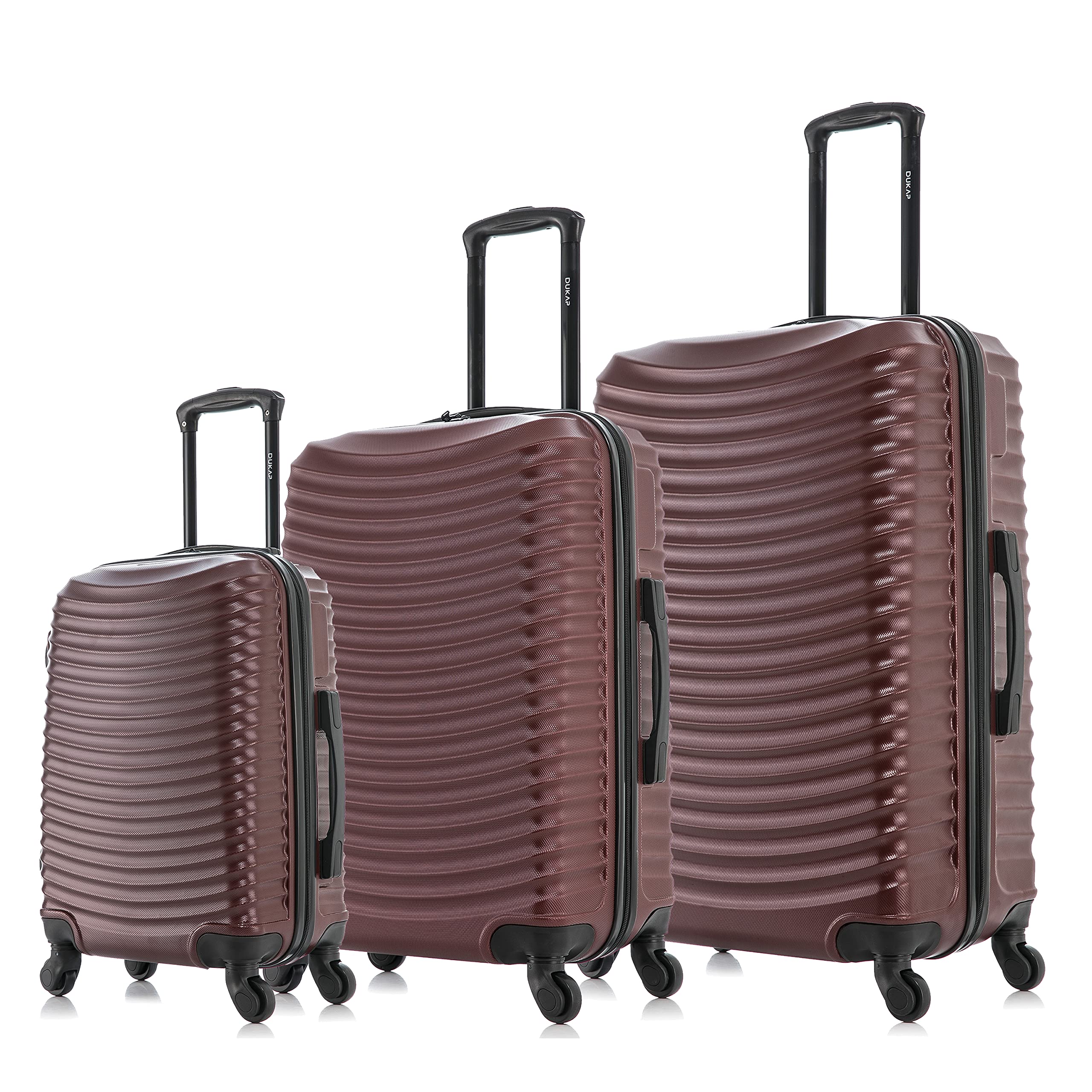 DUKAP ADLY 3-Piece Hardshell Luggage Set with Spinner Wheels - 20in, 24in & 28in Lightweight Durable Suitcases with Retractable Handle & TSA Lock - Perfect for Air Travel, Business Trips & Family Vacations (Wine Red)