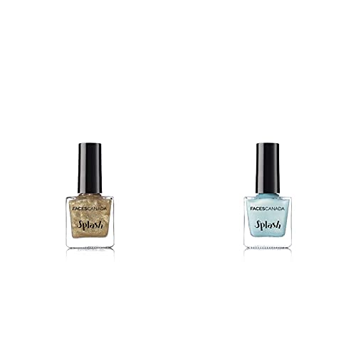 Faces Splash Nail Enamel - All That Glitters 22 & Elsa 39 (8ml) | Long-Lasting Glitter Nail Polish Set for Parties, Weddings & Special Occasions