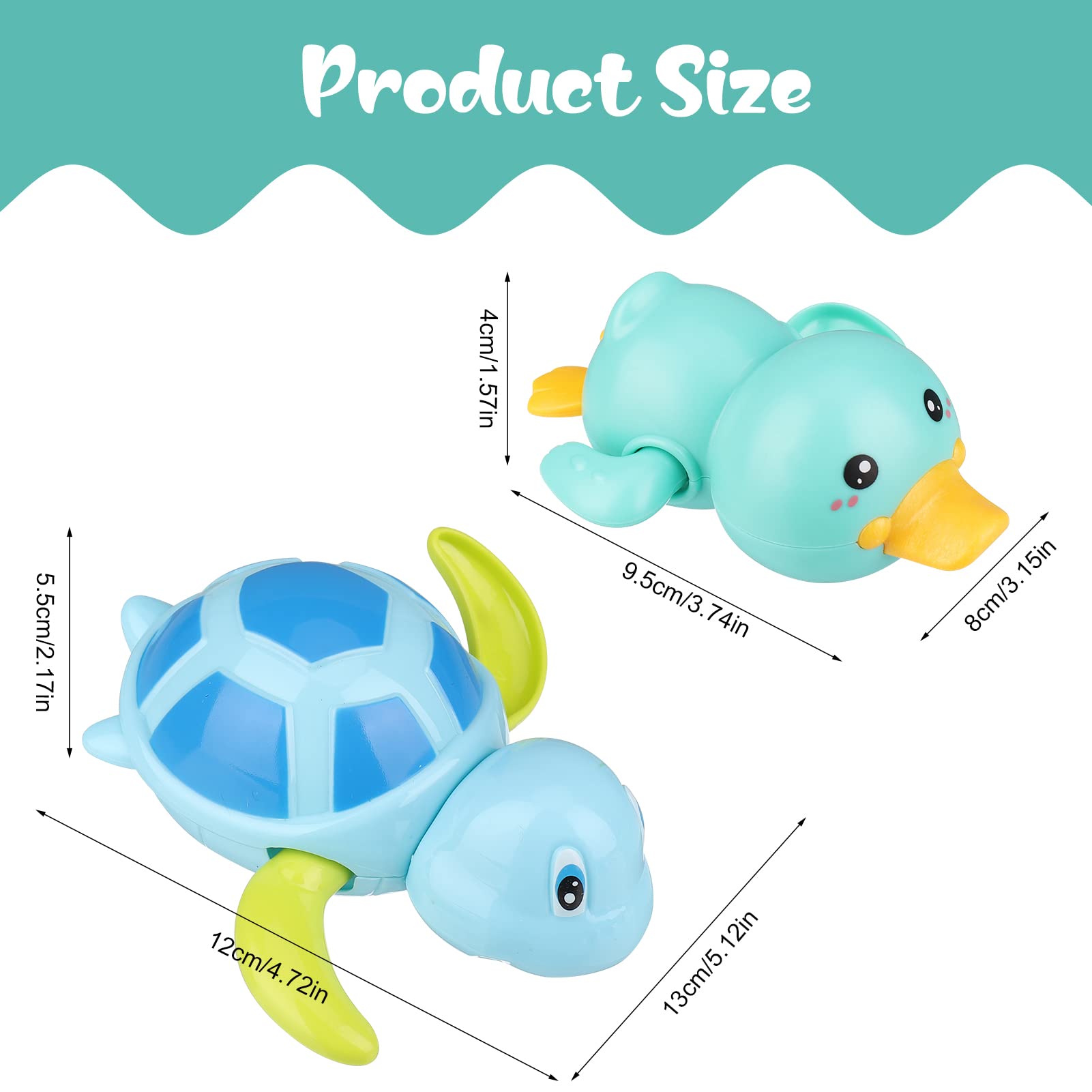 4-Piece Wind-Up Baby Bath Toys Set - Floating Ducks & Turtles for Toddlers | Fun Bathtub, Pool & Swimming Water Toys for Boys & Girls | Perfect Bath-Time Gift for Infants & Kids