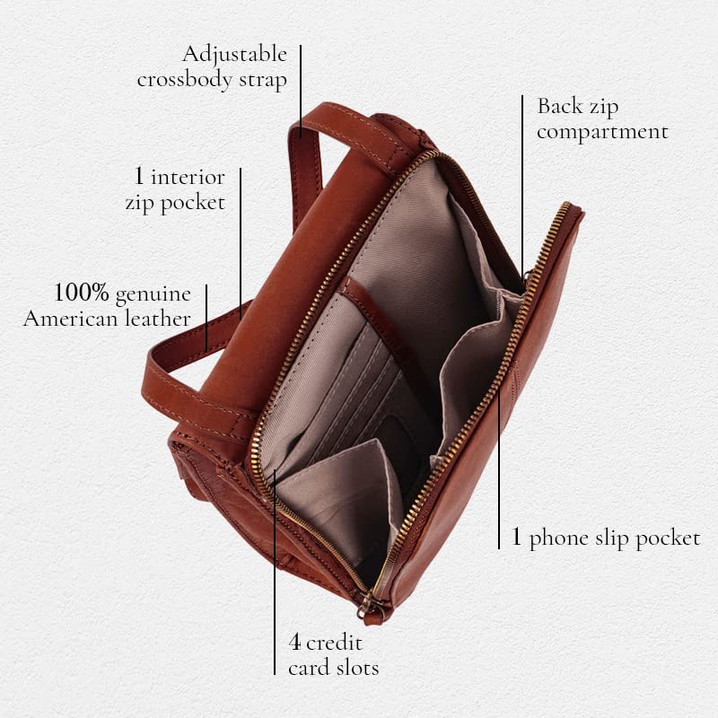 Genuine Leather Crossbody Bag for Women - American Made Kansas Handbag with Adjustable Straps & Multi-Pockets | Perfect for Travel, Shopping & Everyday Use