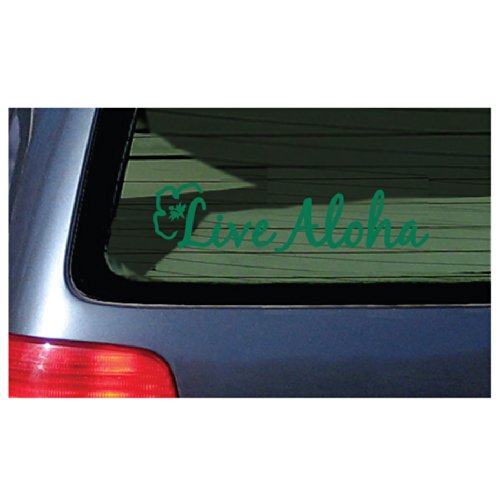 Live Aloha Flower Hawaiian Sticker Decal - Tropical Green Vinyl Decal for Laptops, Water Bottles & Car Windows - Perfect for Beach Lovers & Hawaii Enthusiasts