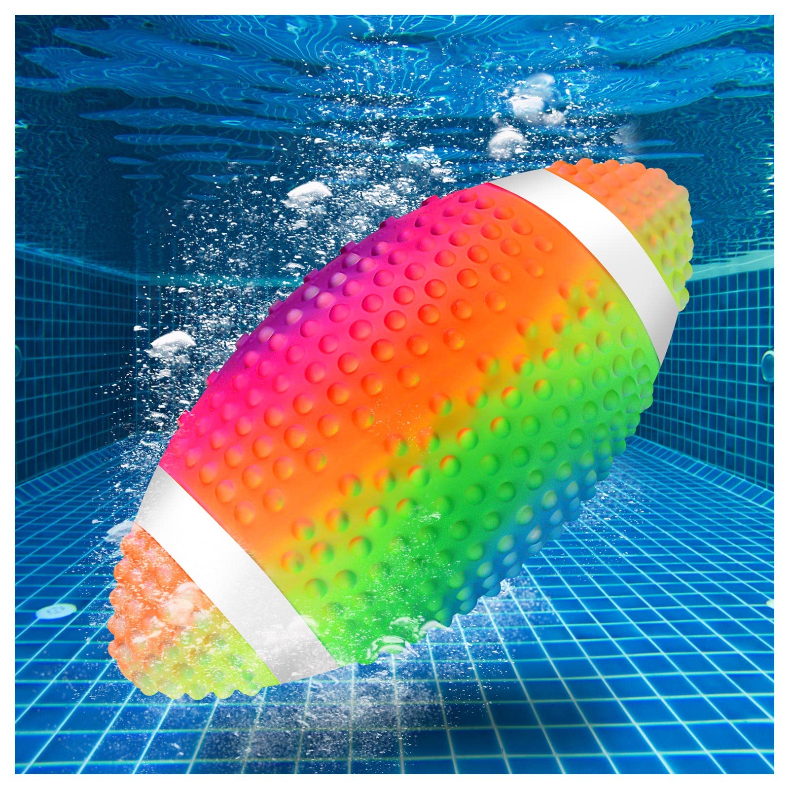 KXCOFTXI 9.5 Inch Water Football for Pool - Rainbow Color Soft Beach Football with Great Grip for Kids & Adults - Perfect for Pool Games, Beach Activities, Diving Fun and Summer Water Sports