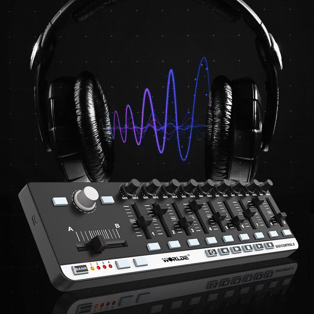 Btuty Portable Mini USB 9-Key Slim-Line MIDI Keyboard Controller - Perfect for Music Production, Live Performance & Studio Recording
