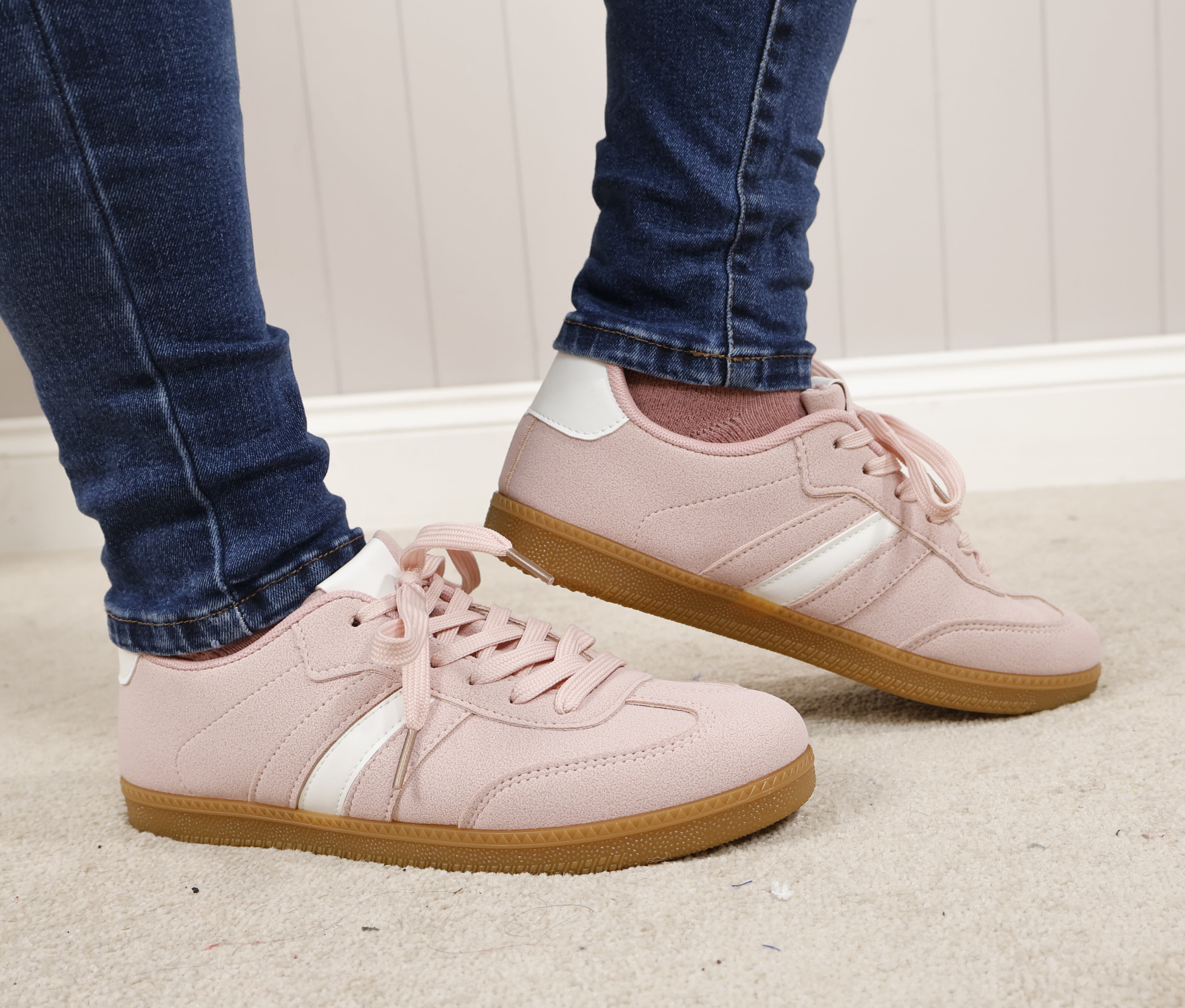 Vespa Stripe Sneakers for Women - Pink & White Casual Shoes | Comfortable Walking & Fashion Sneakers for Daily Wear, Gym, and Travel