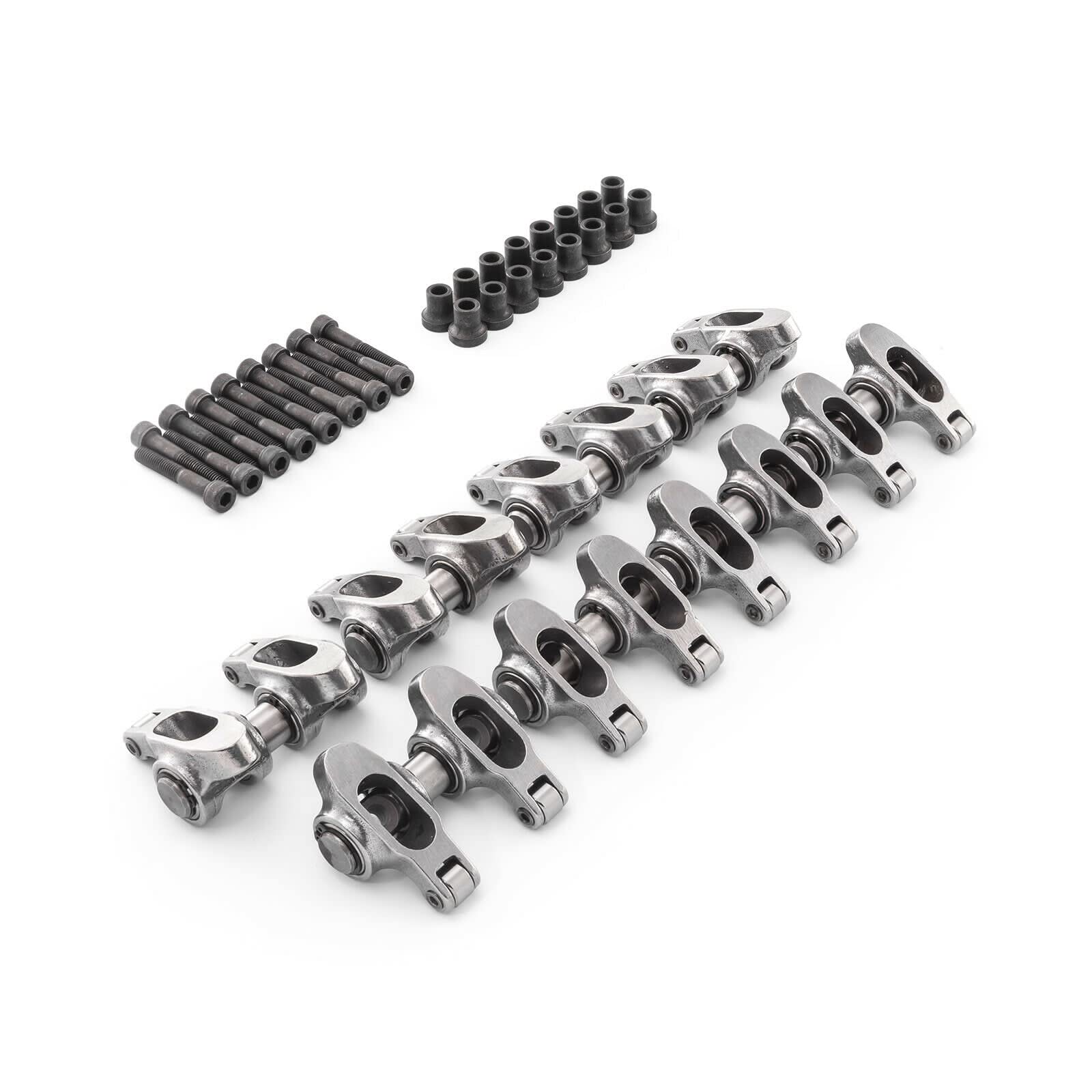 1.8 Non-Adjustable Stainless Steel Roller Rockers with Pedestals & Bolts - High Performance Valve Train Upgrade for Chevy Small Block Engines - Perfect for Racing, Hot Rods & Engine Rebuilds