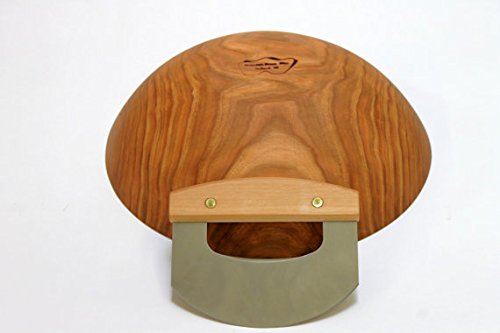 Premium 12 Inch Cherry Wood Chopping Bowl Set with Mezzaluna (Ulu) Knife - Handcrafted by Holland Bowl Mill - Perfect for Salad Prep, Herb Chopping & Kitchen Decor