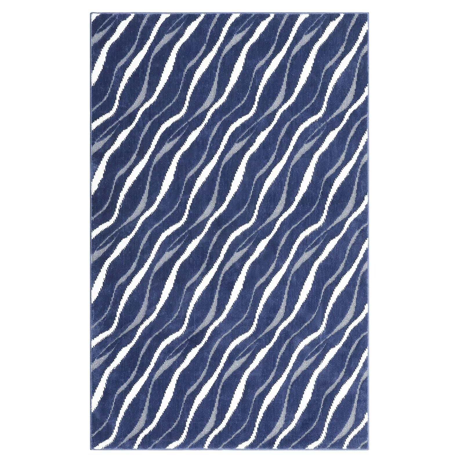 GARVEE 3x5 Feet Blue Area Rug - Ultra Soft High Low Pile Non-Slip Carpet for Living Room Bedroom | Abstract Modern Design, No Shedding | Perfect for Home Decor, Dorm, Office & Nursery