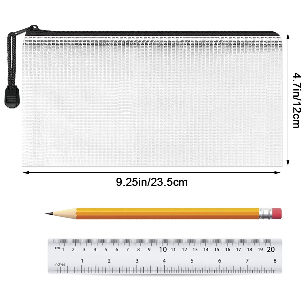 Umriox Clear Mesh Zipper Pouch - 20 Pack Black A6 Pencil Bags for School Office Travel Storage