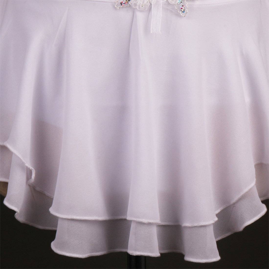 Elegant White Rhinestone Draped Figure Skating Dress for Women - Perfect for Ice Shows, Competitions & Performances