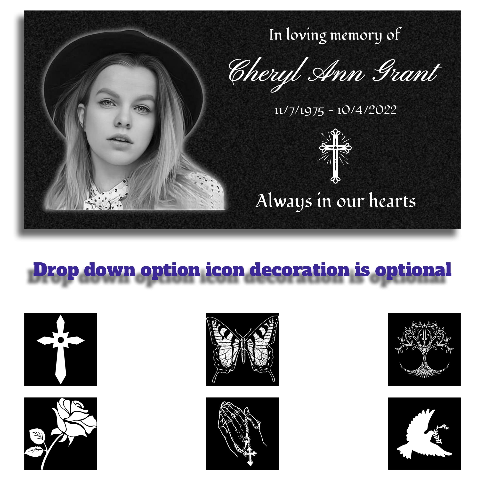Personalized Grave Markers & Memorial Plaques for Cemetery - Custom Outdoor Headstones & Memorial Stones (10 Pack) - Perfect for Honoring Loved Ones in Gardens & Cemeteries