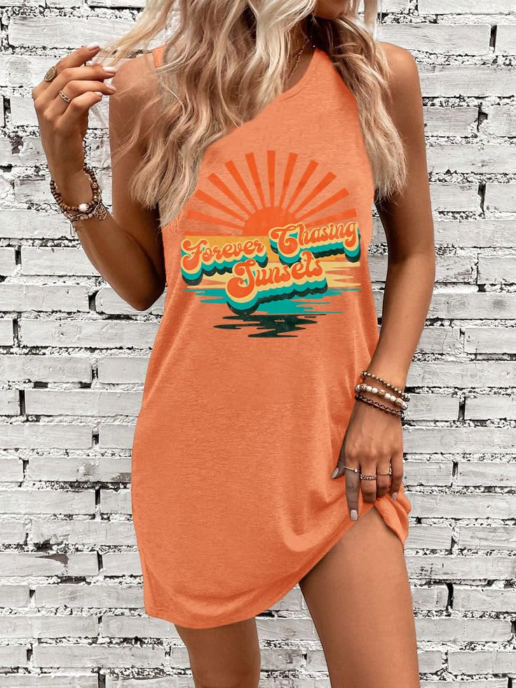 Women's Summer Sundress - Floral Graphic Sleeveless Beach Tank Dress, Casual Vacation Mini Dress for Pool Party, Beach Outing & Summer Travel