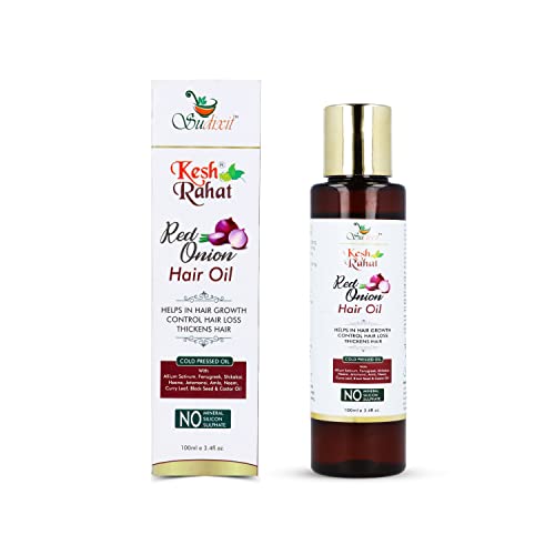 Kesh Rahat Onion Hair Oil for Hair Growth & Fall Control - Ayurvedic Cold-Pressed Treatment for Stronger, Shiny Hair - 100ml | Natural Remedy for Thinning Hair & Scalp Care at Home
